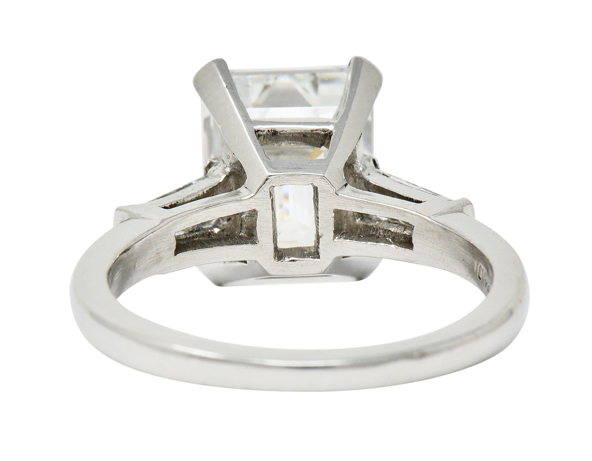 1950's Mid-Century 4.12 CTW Diamond Platinum Three Stone Ring GIARing - Wilson's Estate Jewelry