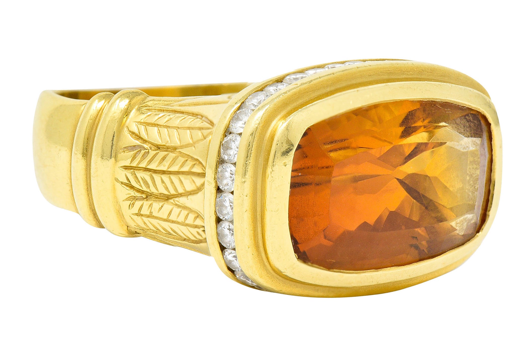 Seidengang Citrine Diamond 18 Karat Gold Gemstone RingRing - Wilson's Estate Jewelry