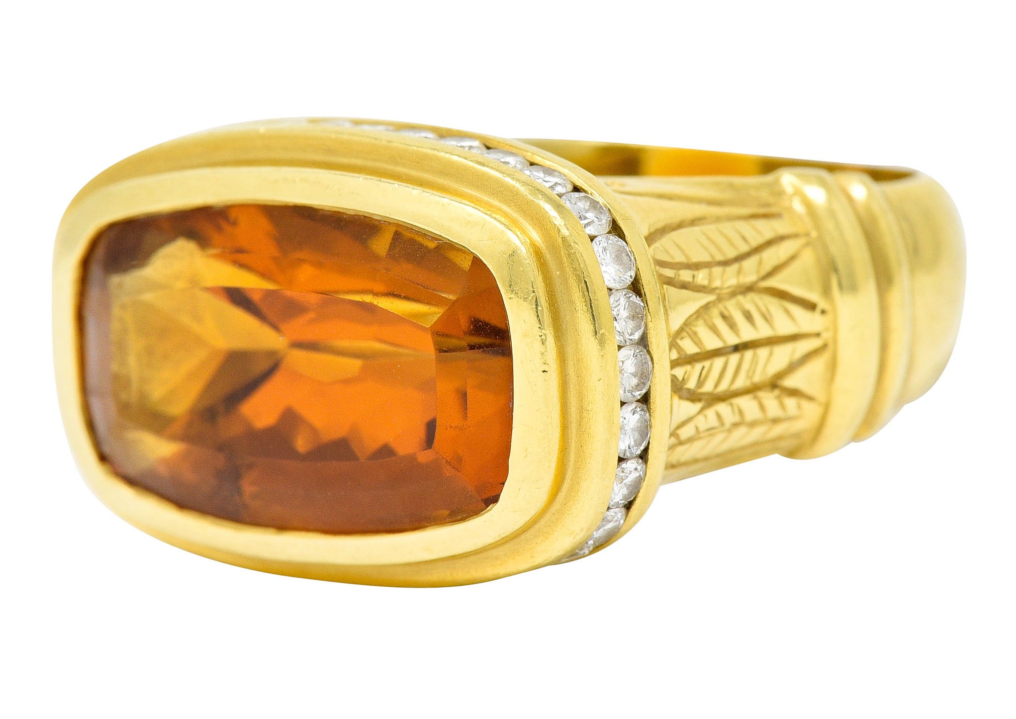 Seidengang Citrine Diamond 18 Karat Gold Gemstone RingRing - Wilson's Estate Jewelry