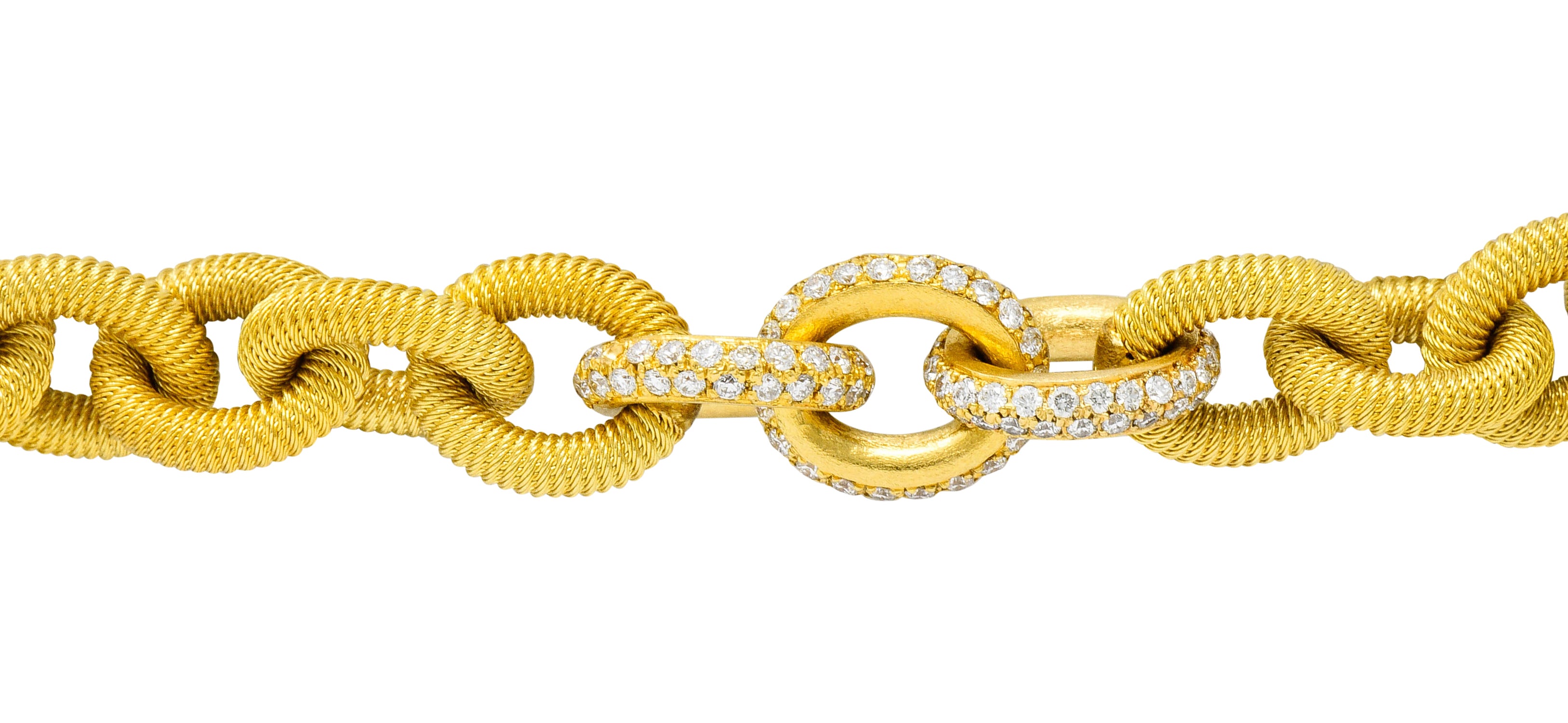 Modern 1.75 CTW Pave Diamond 18 Karat Gold Curb Link Toggle Braceletbracelet - Wilson's Estate Jewelry