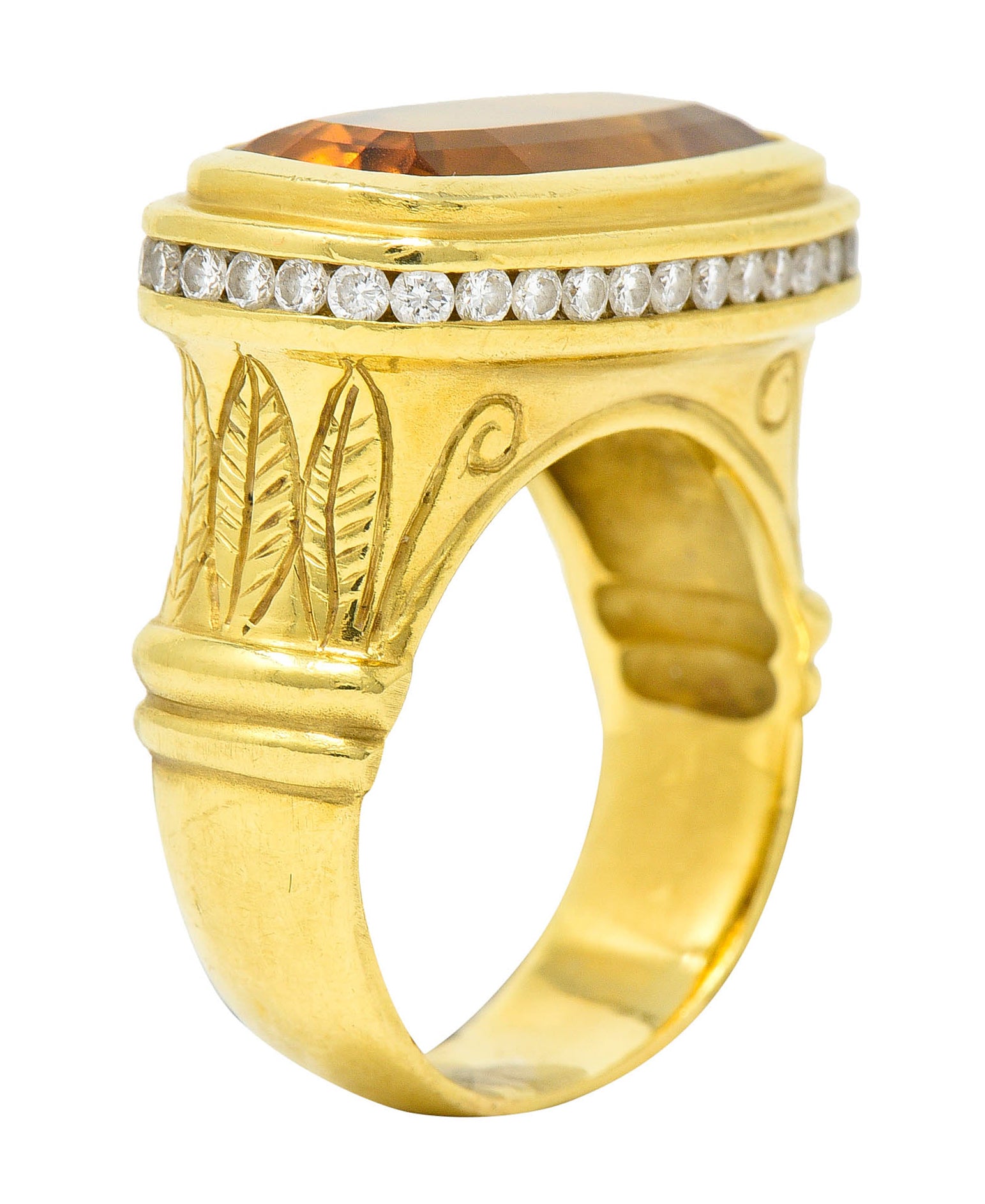 Seidengang Citrine Diamond 18 Karat Gold Gemstone RingRing - Wilson's Estate Jewelry