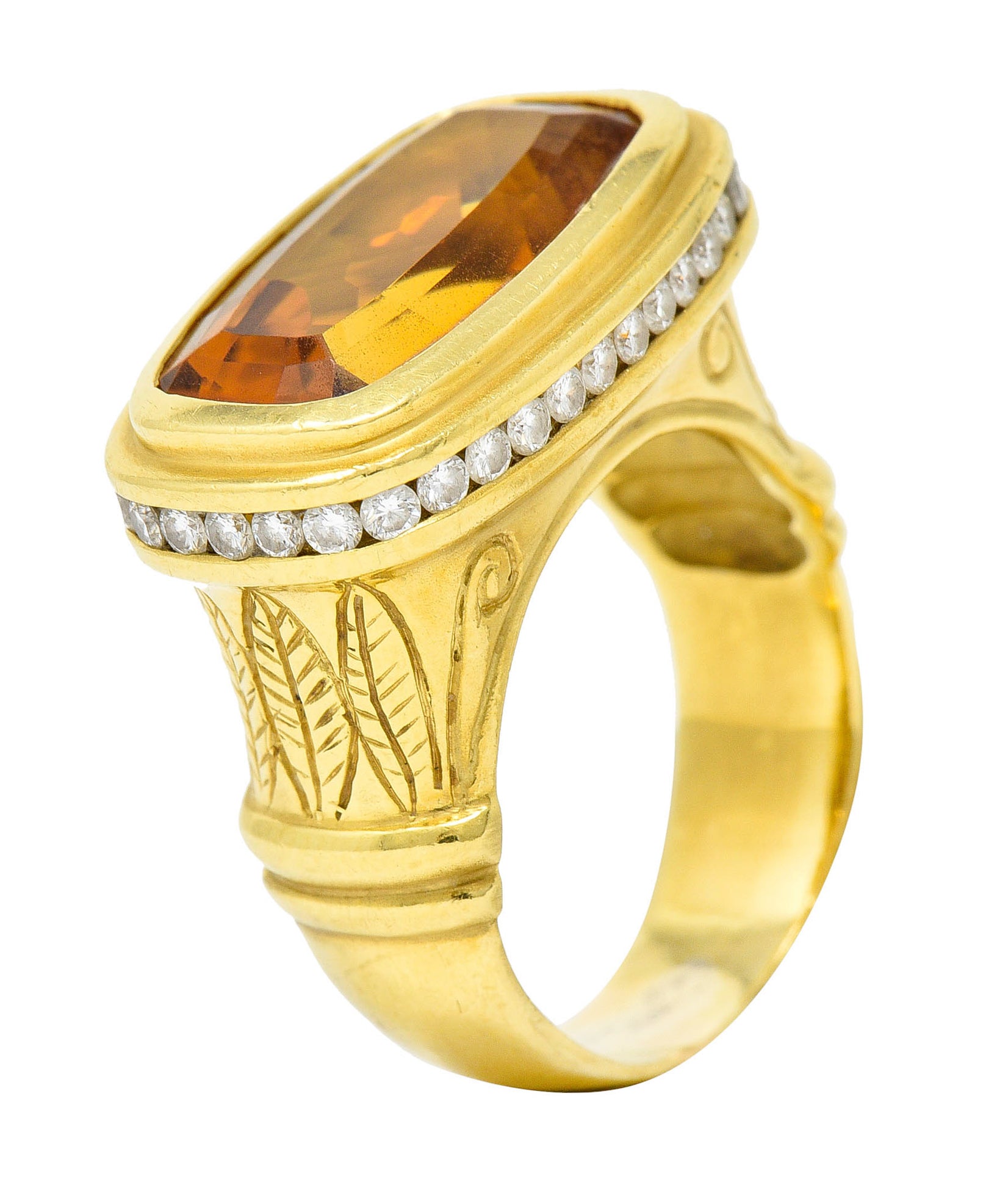 Seidengang Citrine Diamond 18 Karat Gold Gemstone RingRing - Wilson's Estate Jewelry