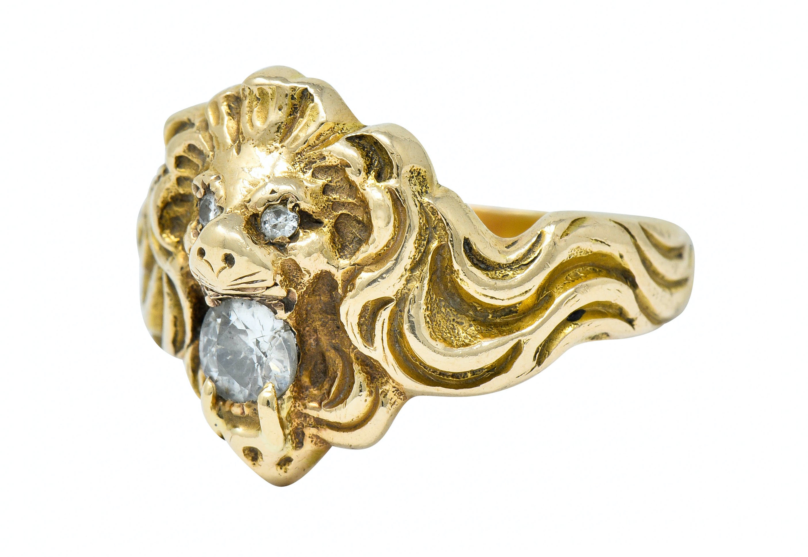 Victorian Diamond 14 Karat Gold Lion Band Ring Circa 1890Ring - Wilson's Estate Jewelry