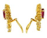 Pink Tourmaline 5.40 CTW Diamond 18 Karat Gold Ear-Clip EarringsEarrings - Wilson's Estate Jewelry