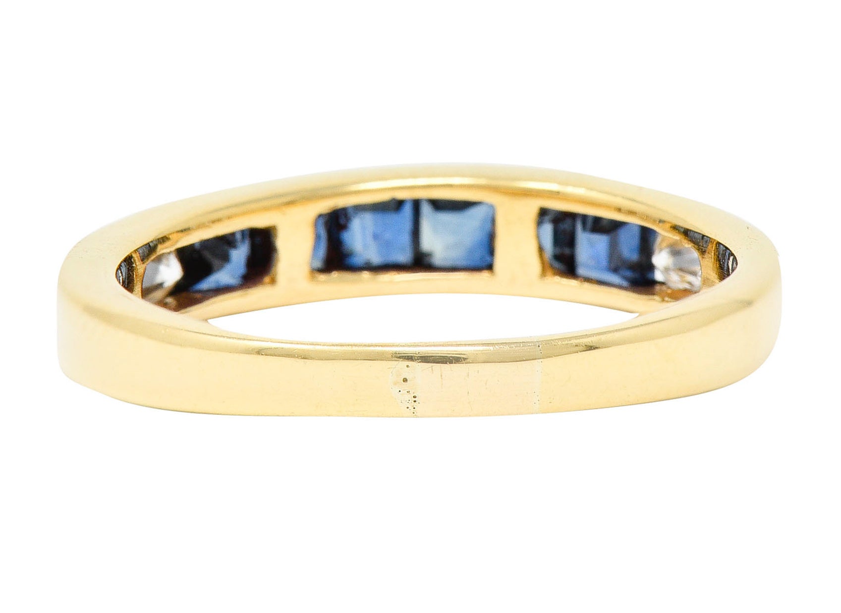 Vintage 0.80 CTW Sapphire Diamond 18 Karat Gold Channel Band RingRing - Wilson's Estate Jewelry