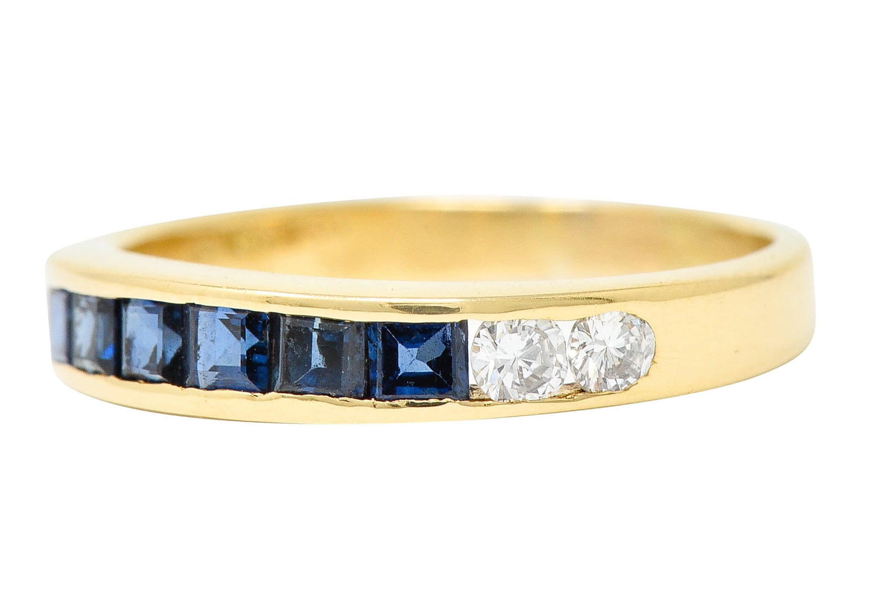 Vintage 0.80 CTW Sapphire Diamond 18 Karat Gold Channel Band RingRing - Wilson's Estate Jewelry