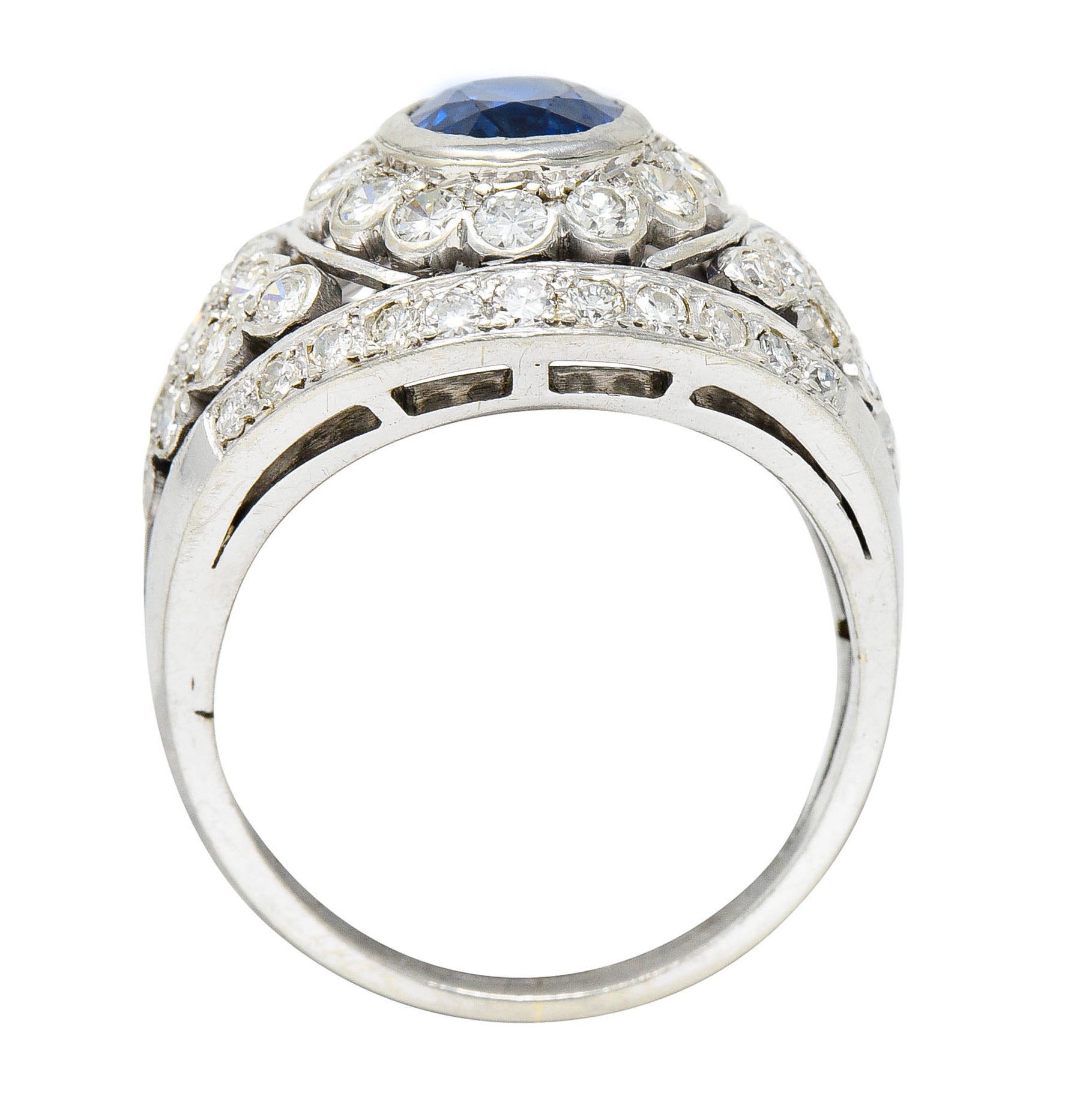 1950's Mid-Century 3.30 CTW Sapphire Diamond Platinum Cluster Band RingRing - Wilson's Estate Jewelry