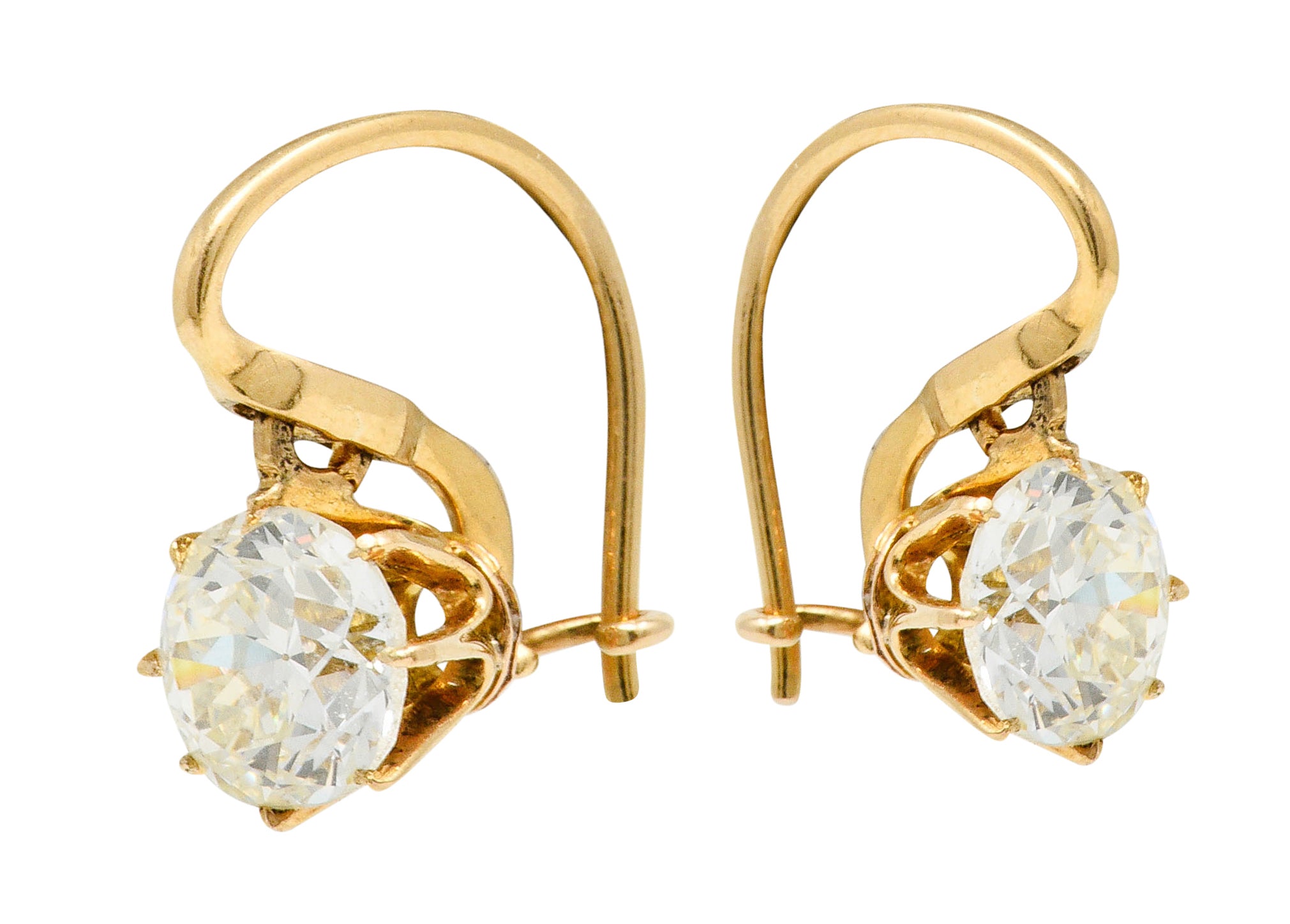 Victorian 2.17 CTW Diamond 14 Karat Gold Drop Earrings GIAEarrings - Wilson's Estate Jewelry