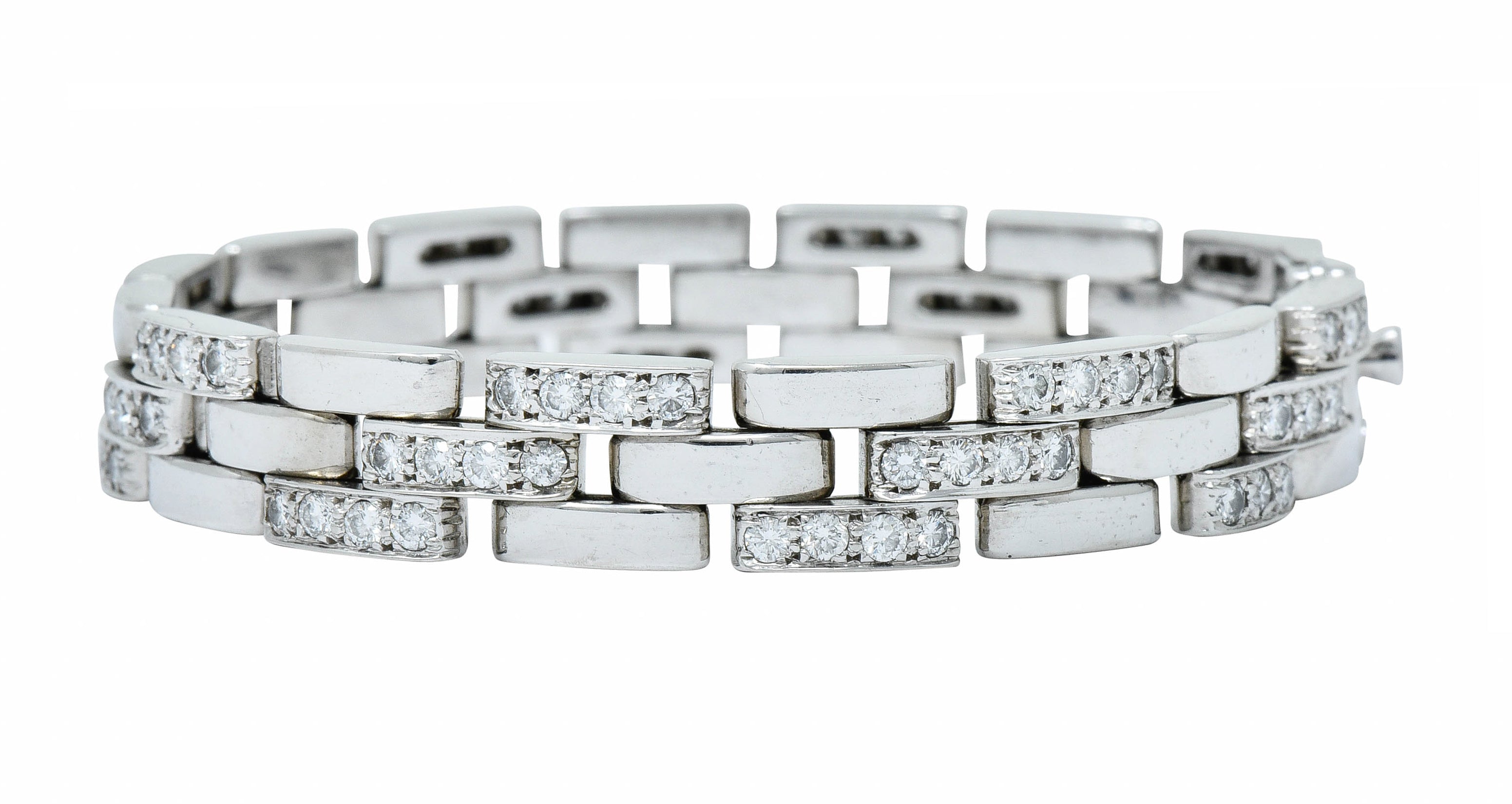 Cartier Diamond Maillon Panthere 18 Karat White Gold Link Bracelet Frenchbracelet - Wilson's Estate Jewelry