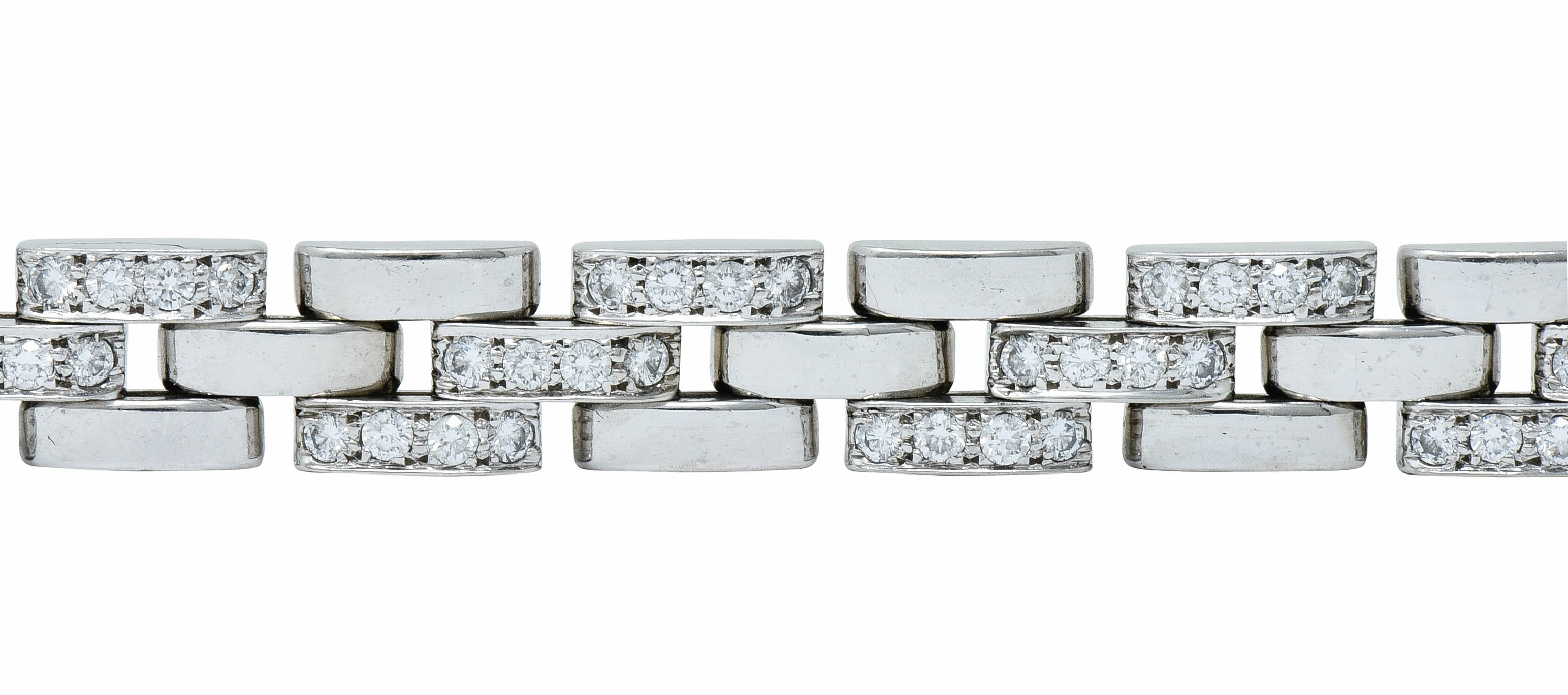 Cartier Diamond Maillon Panthere 18 Karat White Gold Link Bracelet Frenchbracelet - Wilson's Estate Jewelry