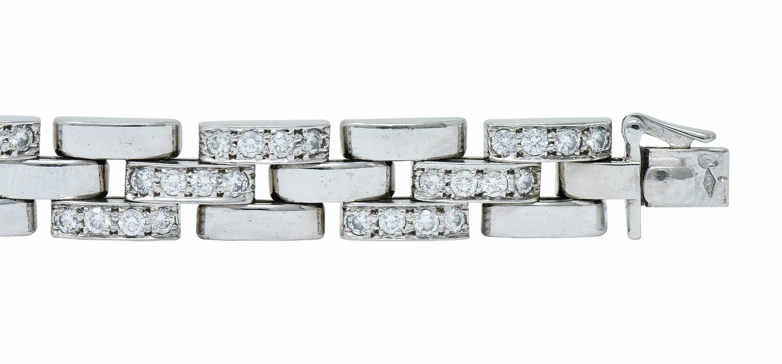 Cartier Diamond Maillon Panthere 18 Karat White Gold Link Bracelet Frenchbracelet - Wilson's Estate Jewelry