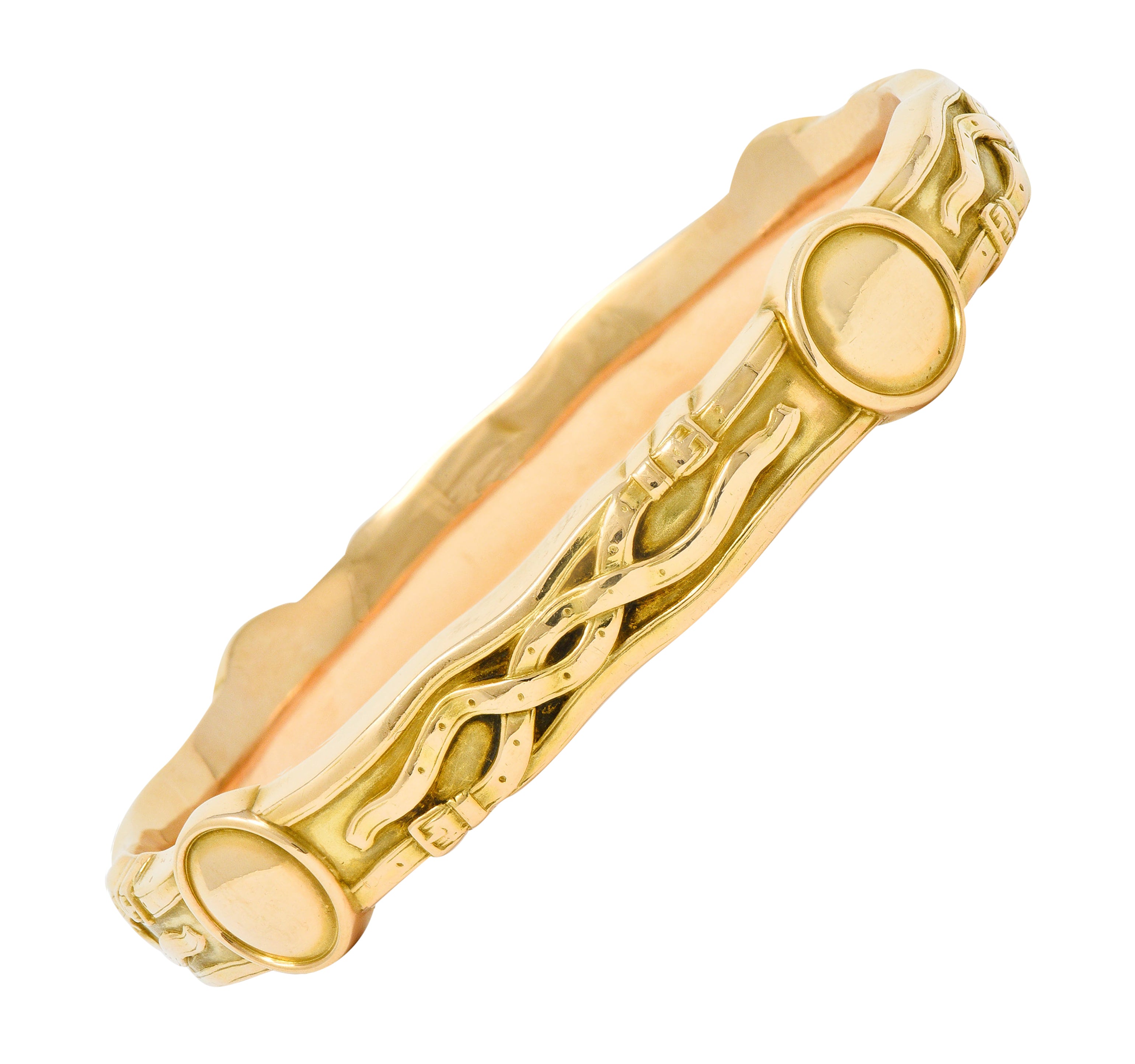 Riker Brothers Art Nouveau 14 Karat Gold Buckle Bangle Braceletbracelet - Wilson's Estate Jewelry