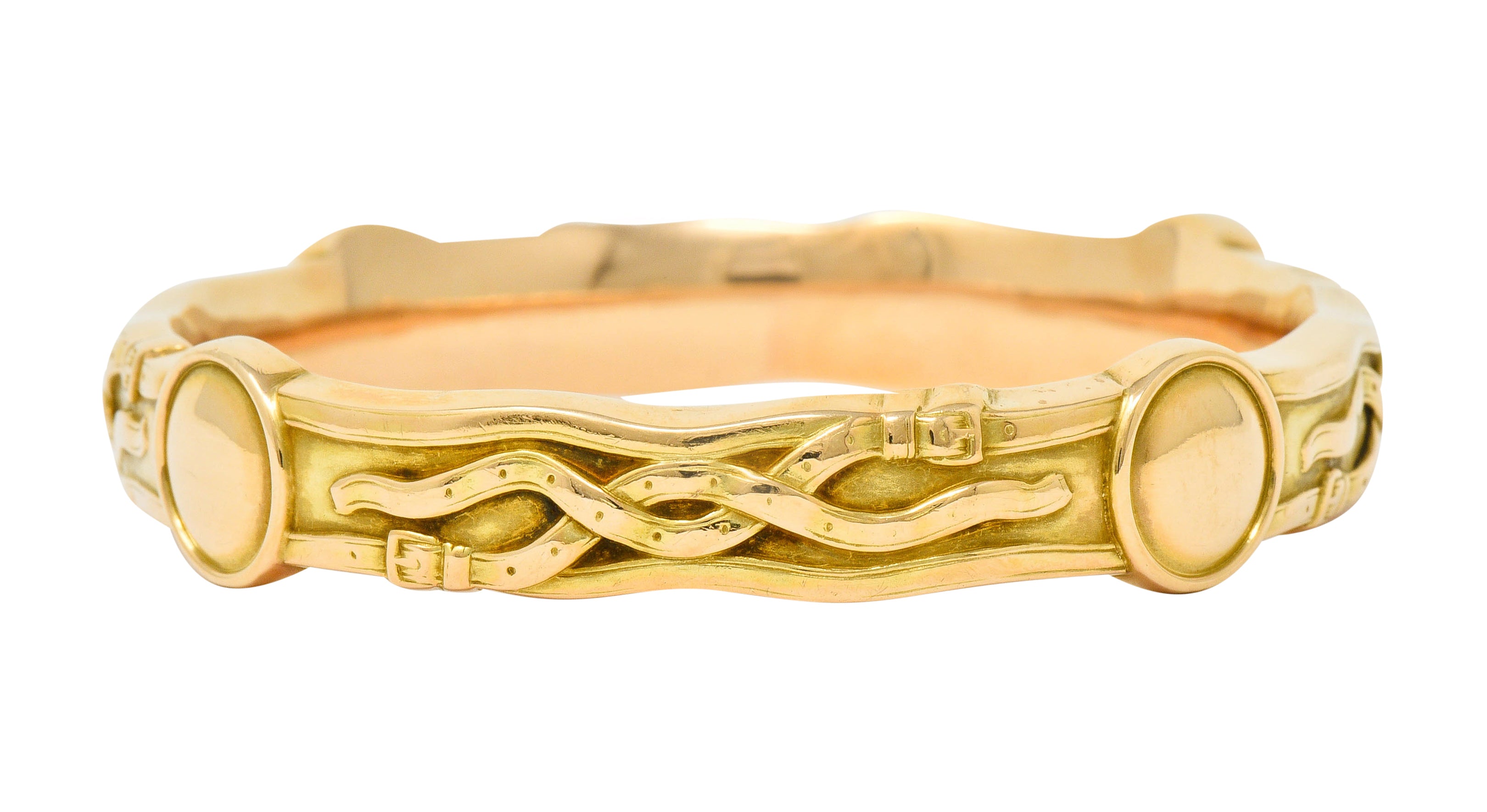 Riker Brothers Art Nouveau 14 Karat Gold Buckle Bangle Braceletbracelet - Wilson's Estate Jewelry