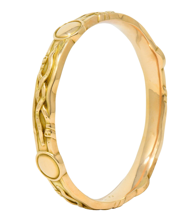 Riker Brothers Art Nouveau 14 Karat Gold Buckle Bangle Braceletbracelet - Wilson's Estate Jewelry