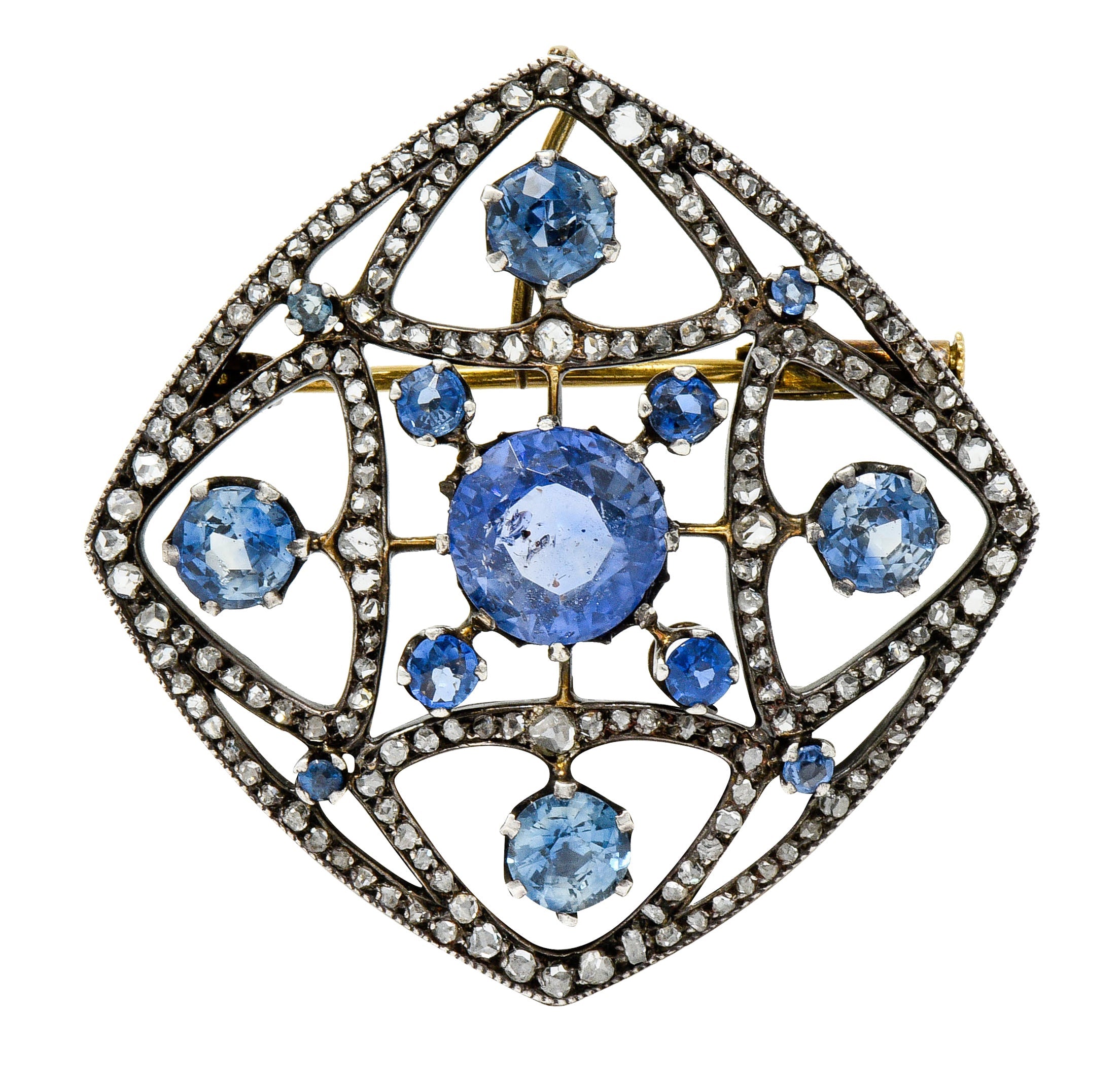 Victorian Sapphire Diamond Pearl Silver-Topped 18 Karat Gold Strand Pendant Sautoir NecklaceNecklace - Wilson's Estate Jewelry