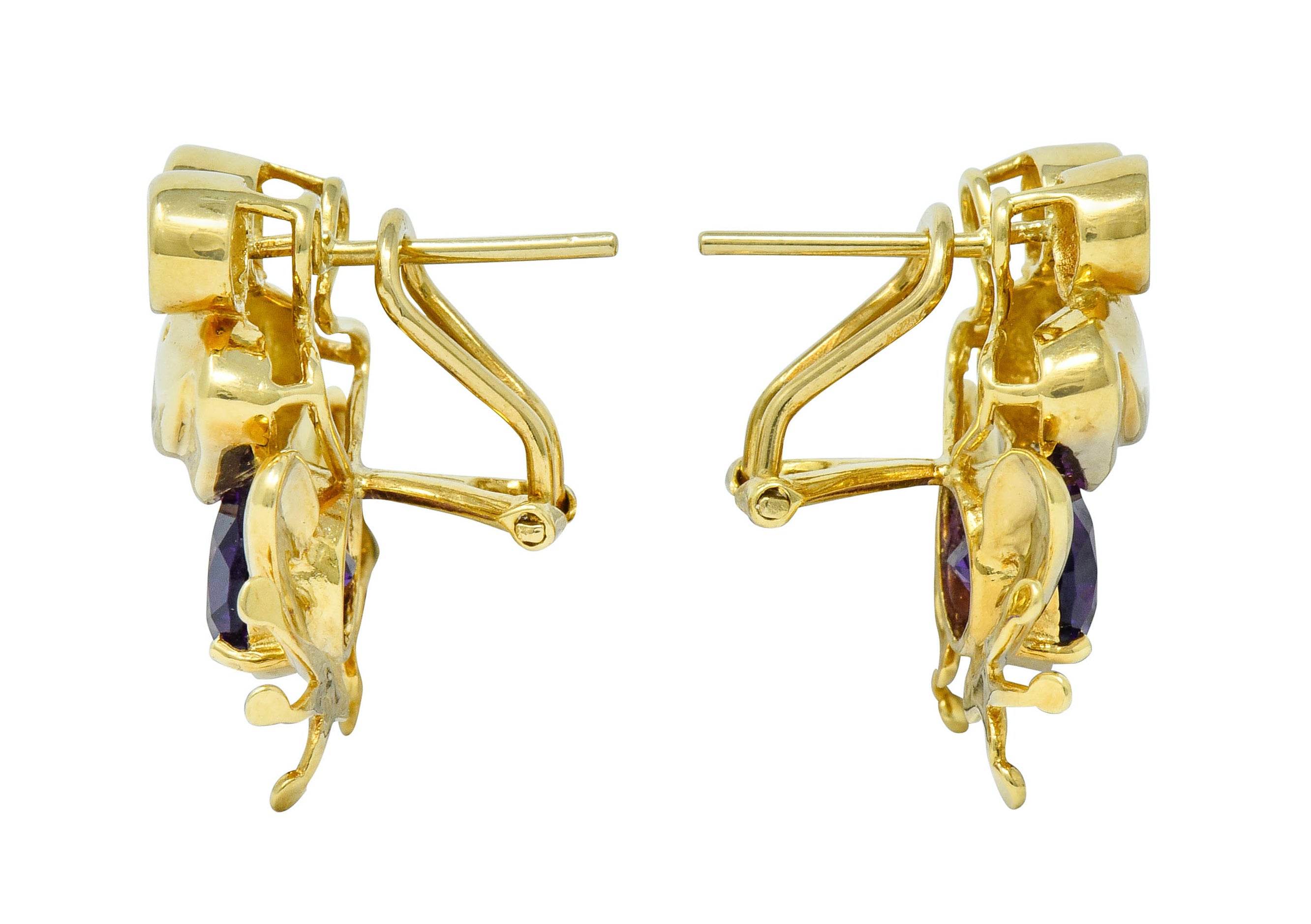 Vintage Amethyst 18 Karat Gold Frog Earrings Circa 1960sEarrings - Wilson's Estate Jewelry