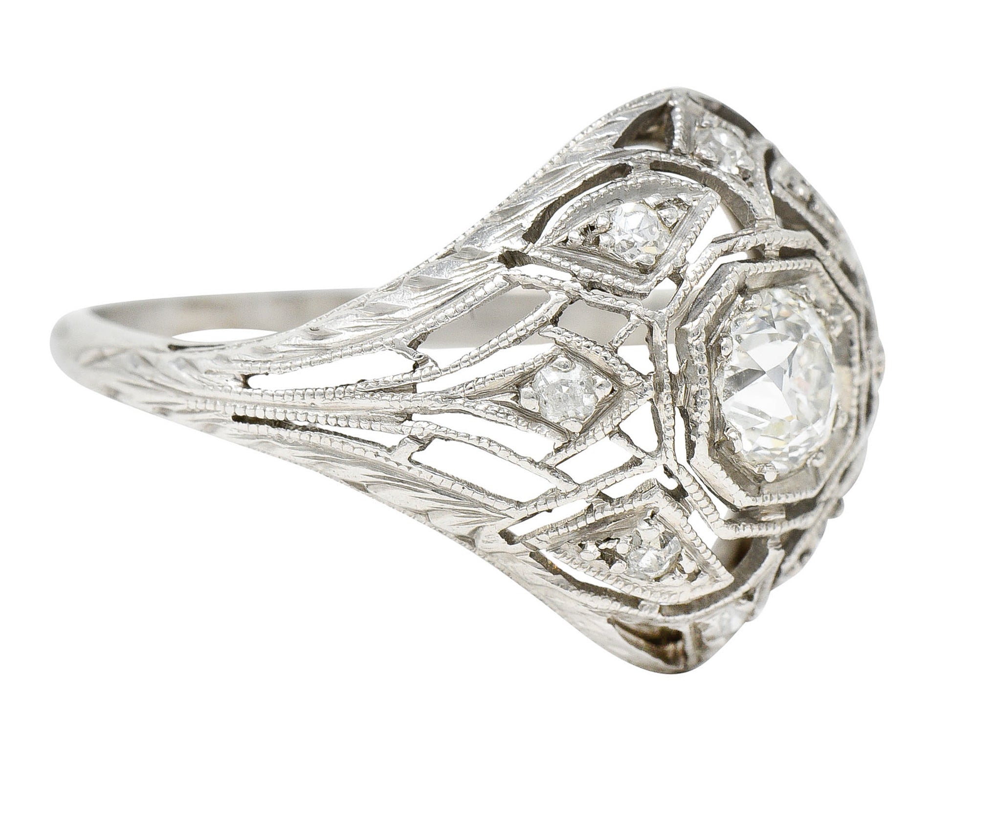 Art Deco 0.65 CTW Diamond Platinum Geometric Dinner RingRing - Wilson's Estate Jewelry