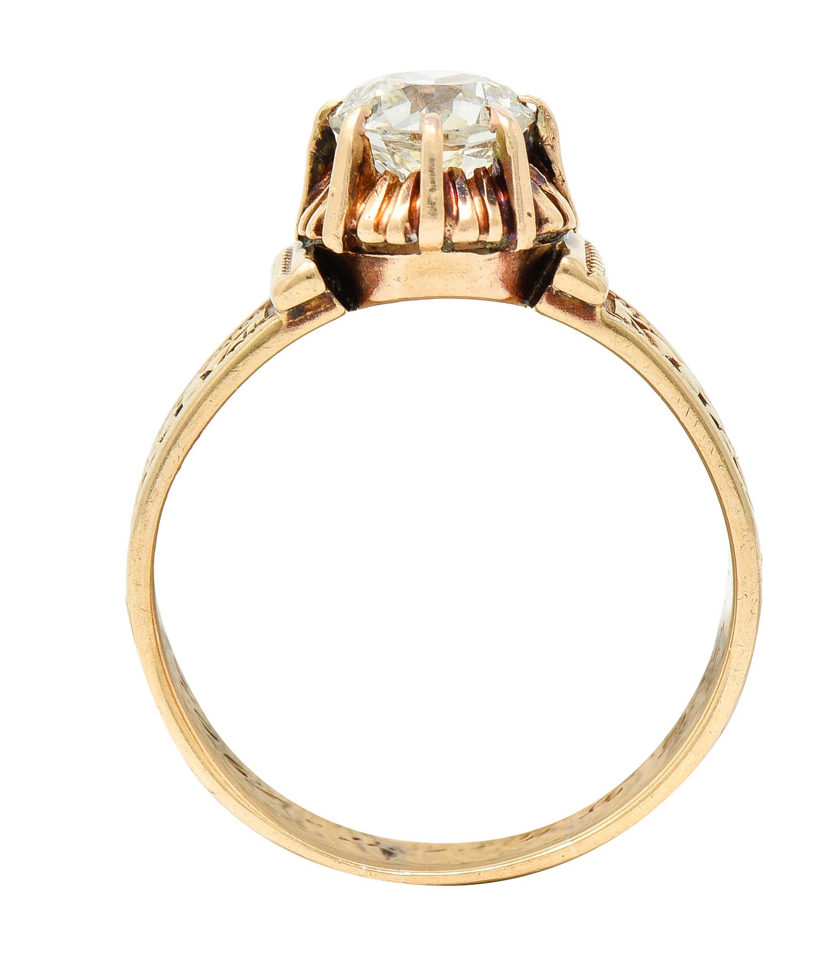 1904 Victorian 0.93 CTW Diamond 14 Karat Gold Engagement Ring GIARing - Wilson's Estate Jewelry