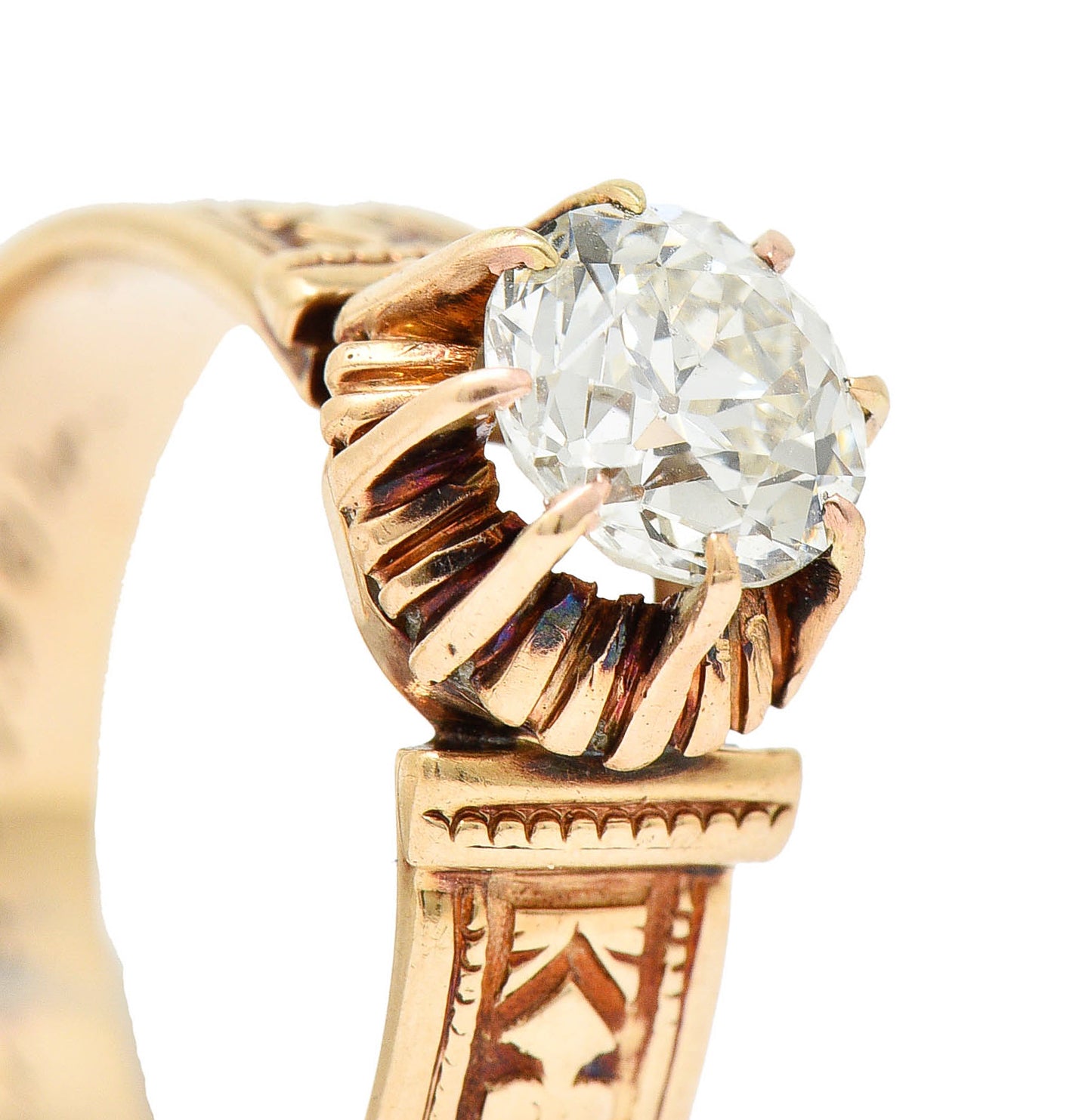 1904 Victorian 0.93 CTW Diamond 14 Karat Gold Engagement Ring GIARing - Wilson's Estate Jewelry