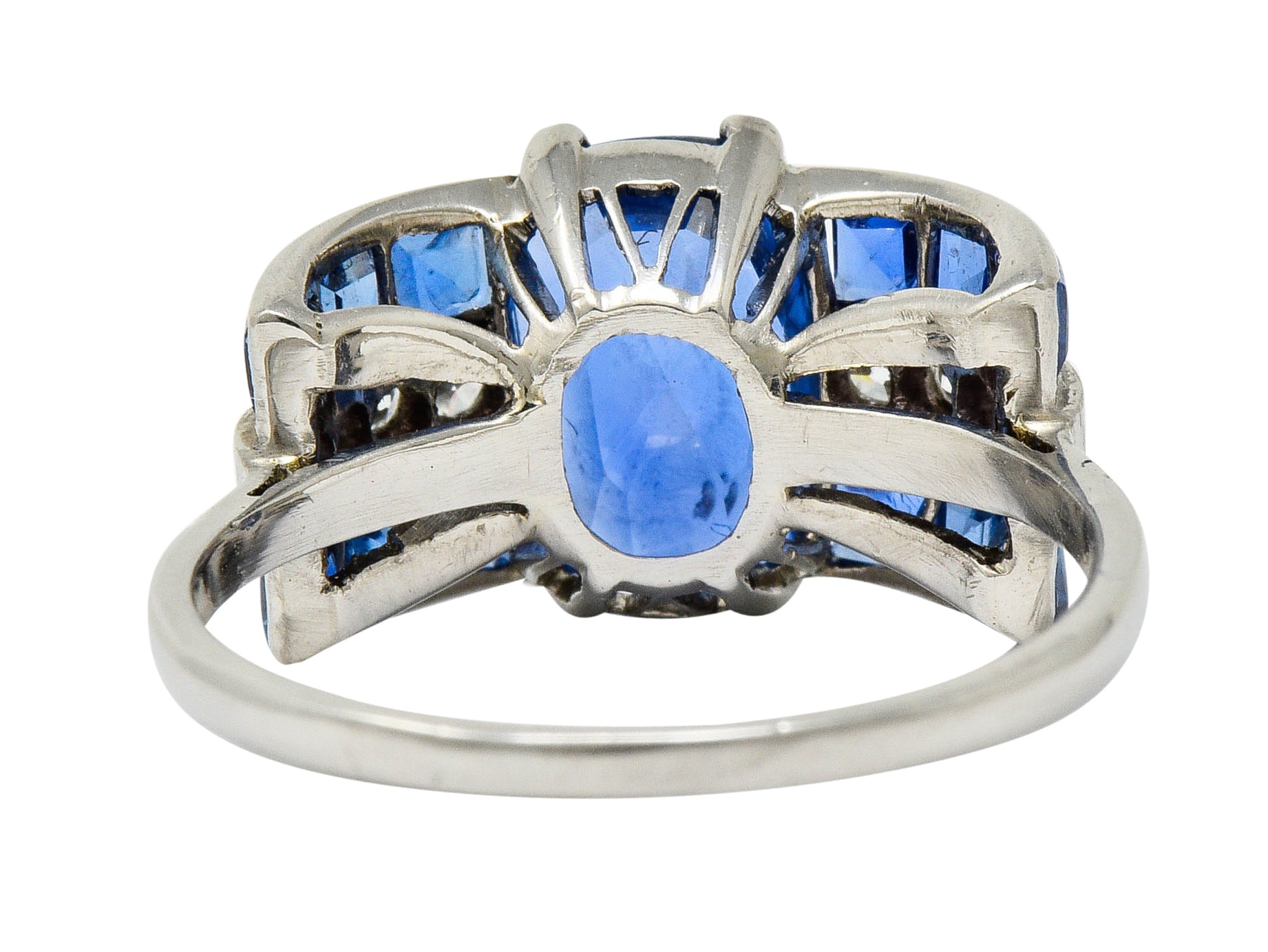 Art Deco 4.41 CTW No Heat Burma Sapphire Diamond Platinum Band Ring GIARing - Wilson's Estate Jewelry