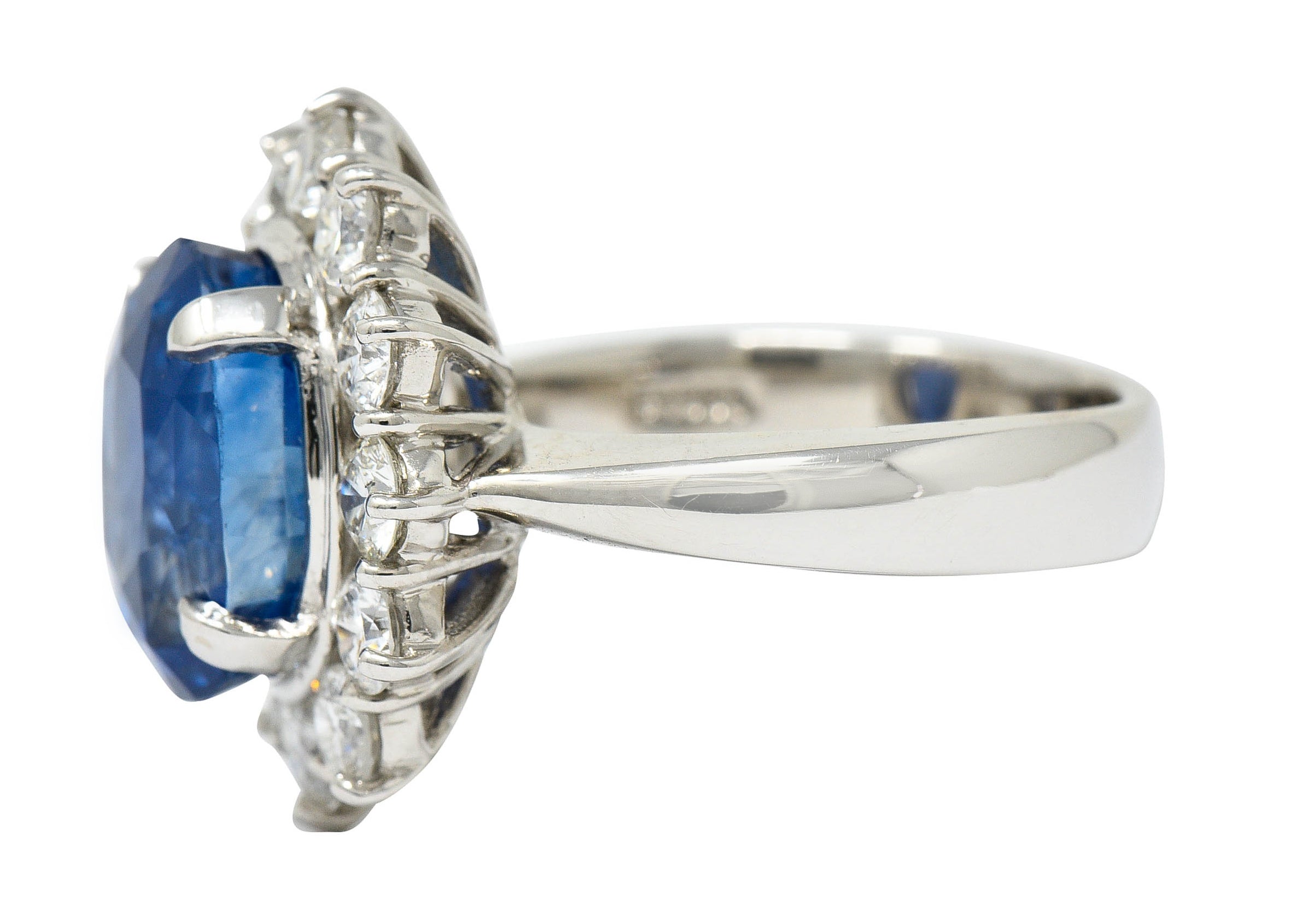 Classic 8.38 CTW No Heat Ceylon Sapphire Diamond Platinum Cluster Ring GIA AGLRing - Wilson's Estate Jewelry