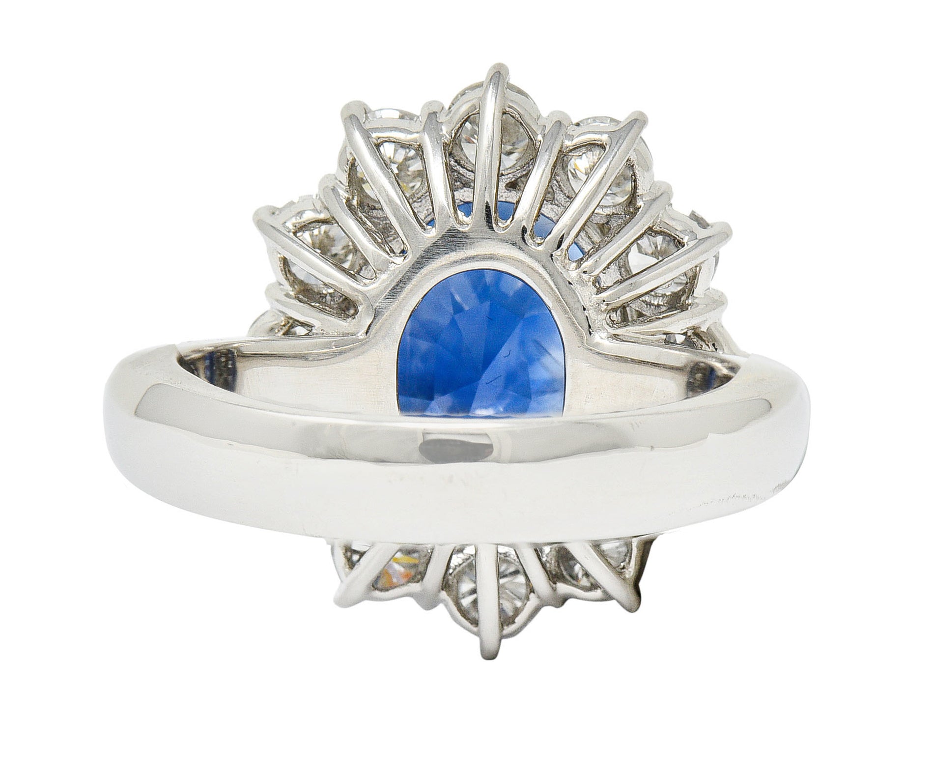 Classic 8.38 CTW No Heat Ceylon Sapphire Diamond Platinum Cluster Ring GIA AGLRing - Wilson's Estate Jewelry