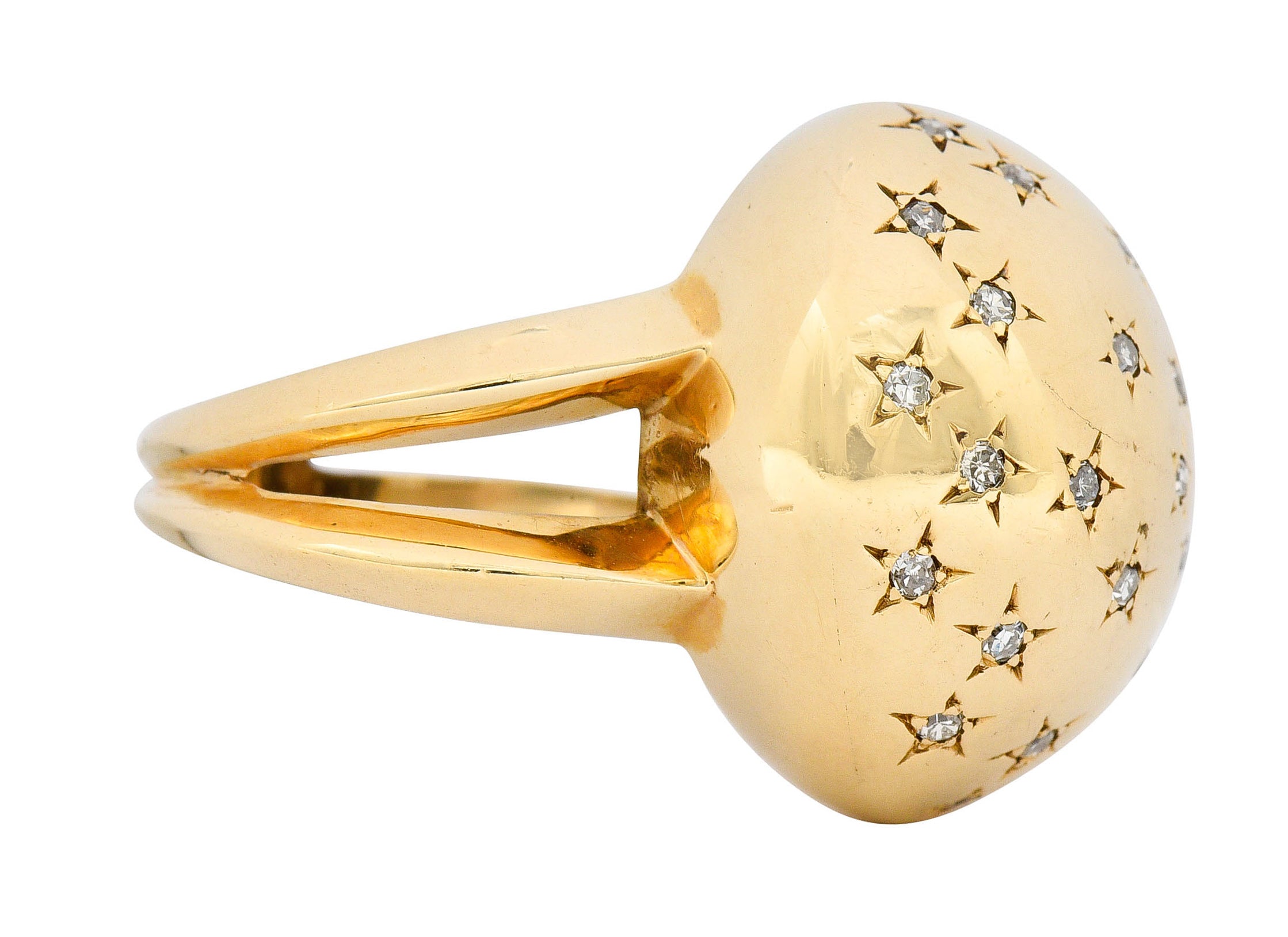 1940's Retro 0.75 CTW Diamond 14 Karat Gold Dome Ring - Wilson's Estate Jewelry