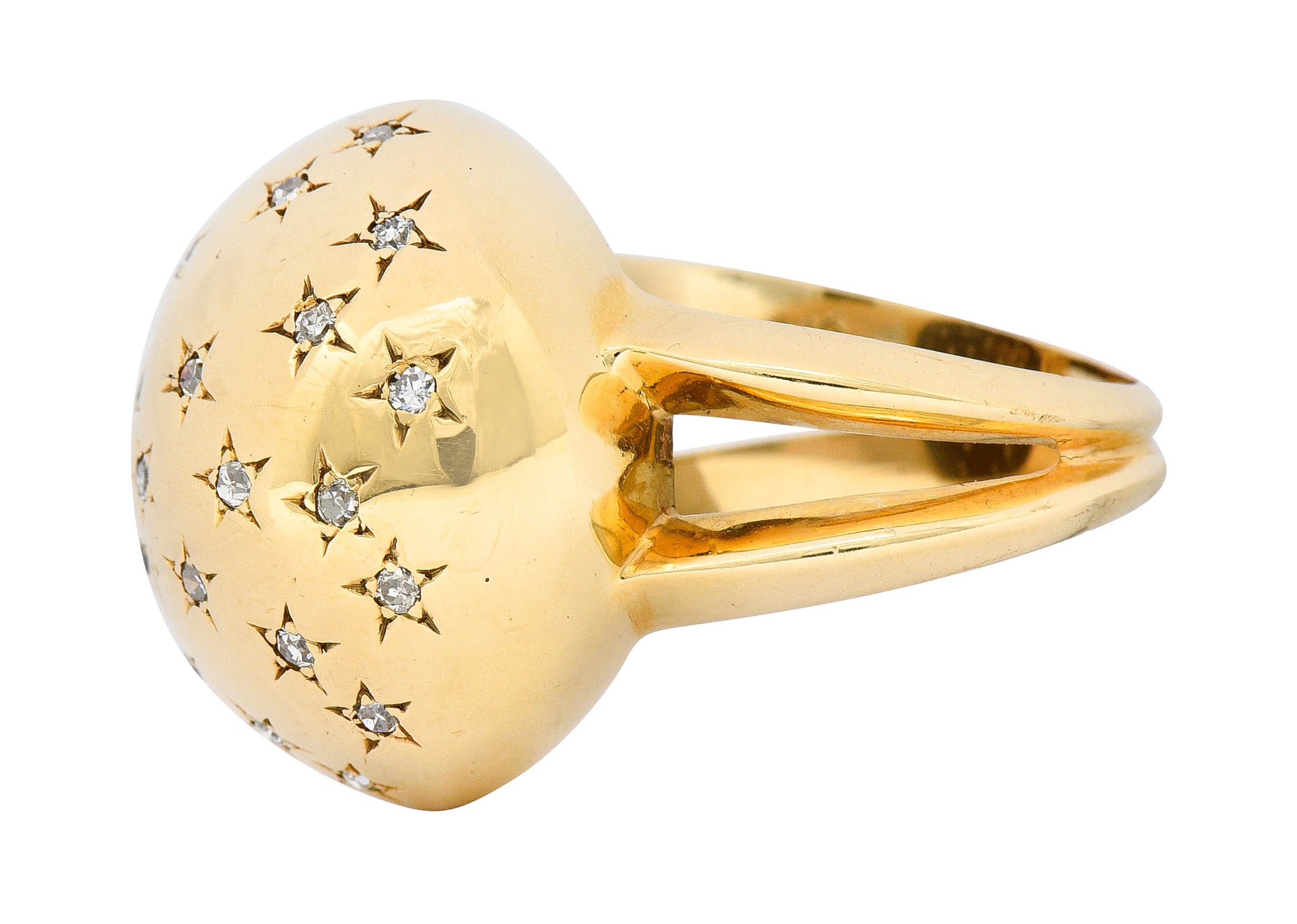 1940's Retro 0.75 CTW Diamond 14 Karat Gold Dome Ring - Wilson's Estate Jewelry