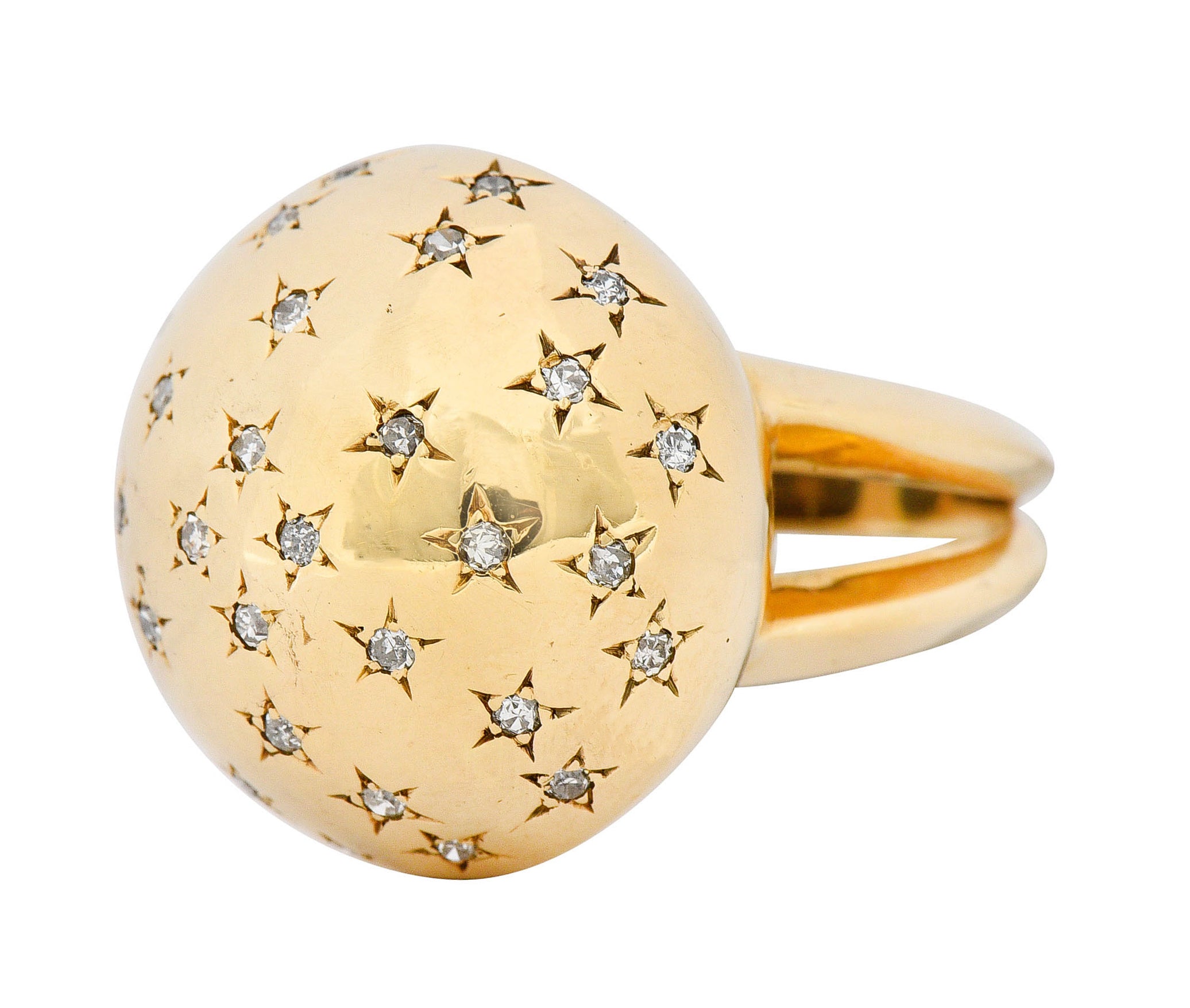 1940's Retro 0.75 CTW Diamond 14 Karat Gold Dome Ring - Wilson's Estate Jewelry