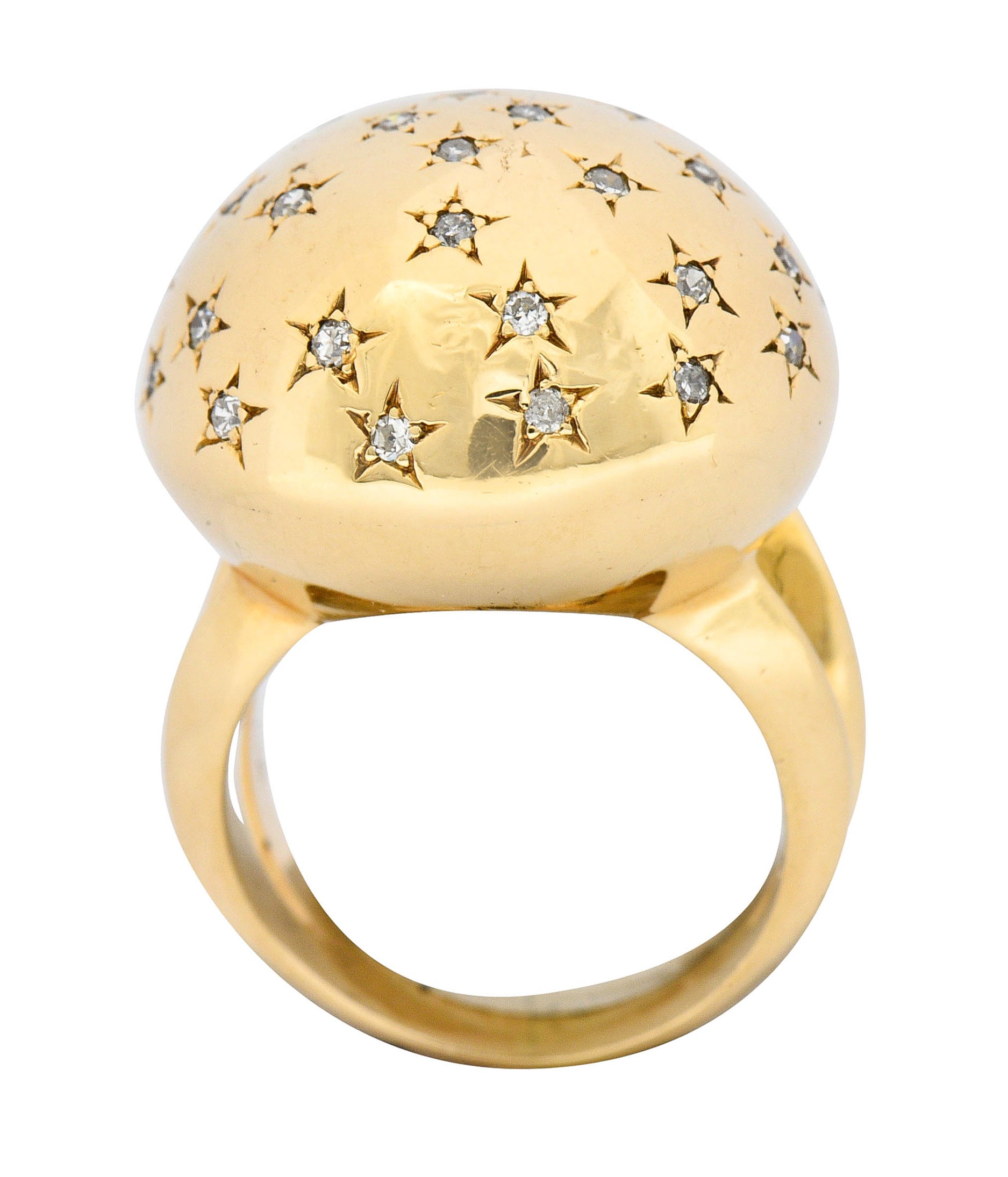 1940's Retro 0.75 CTW Diamond 14 Karat Gold Dome Ring - Wilson's Estate Jewelry