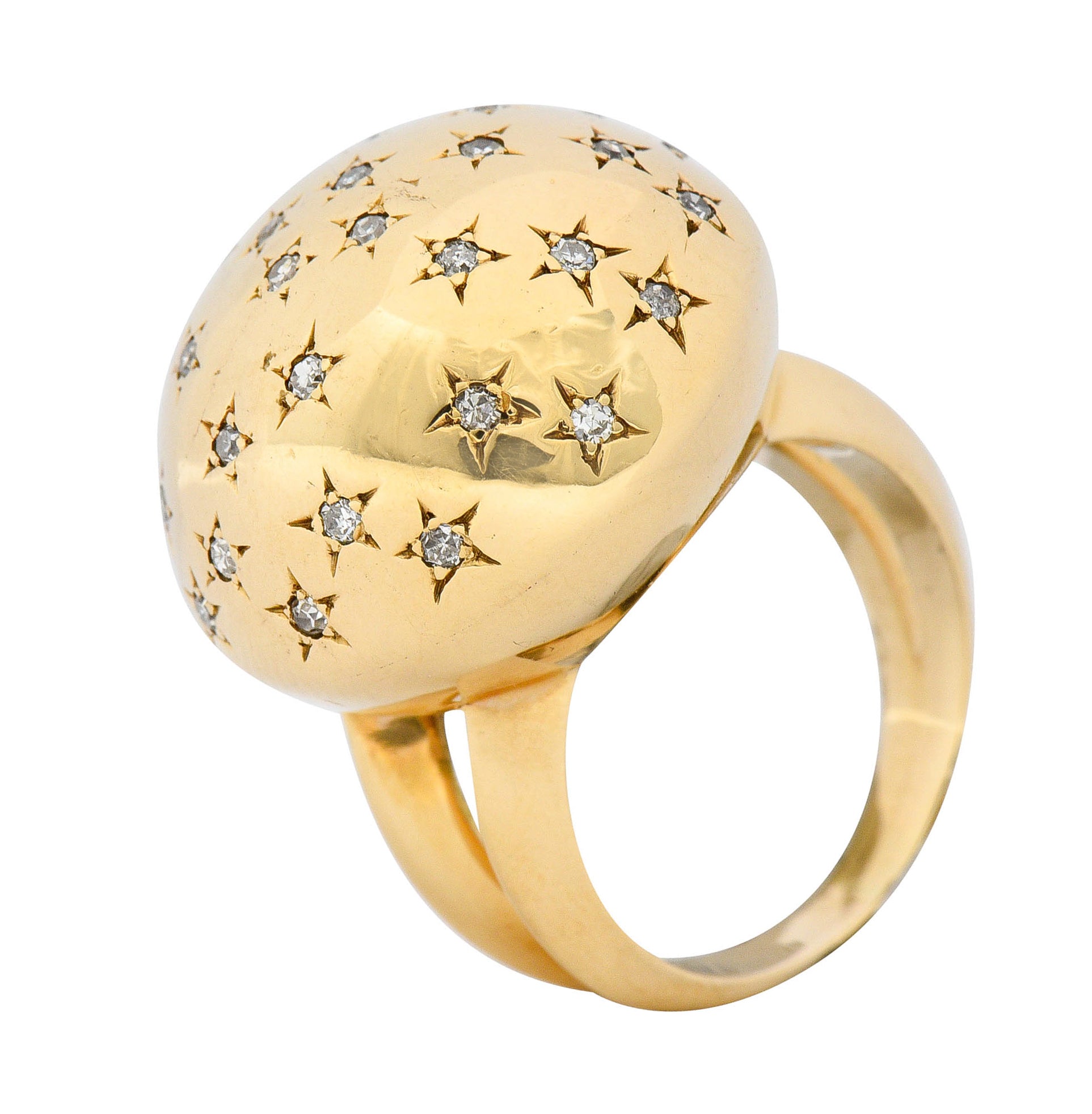 1940's Retro 0.75 CTW Diamond 14 Karat Gold Dome Ring - Wilson's Estate Jewelry