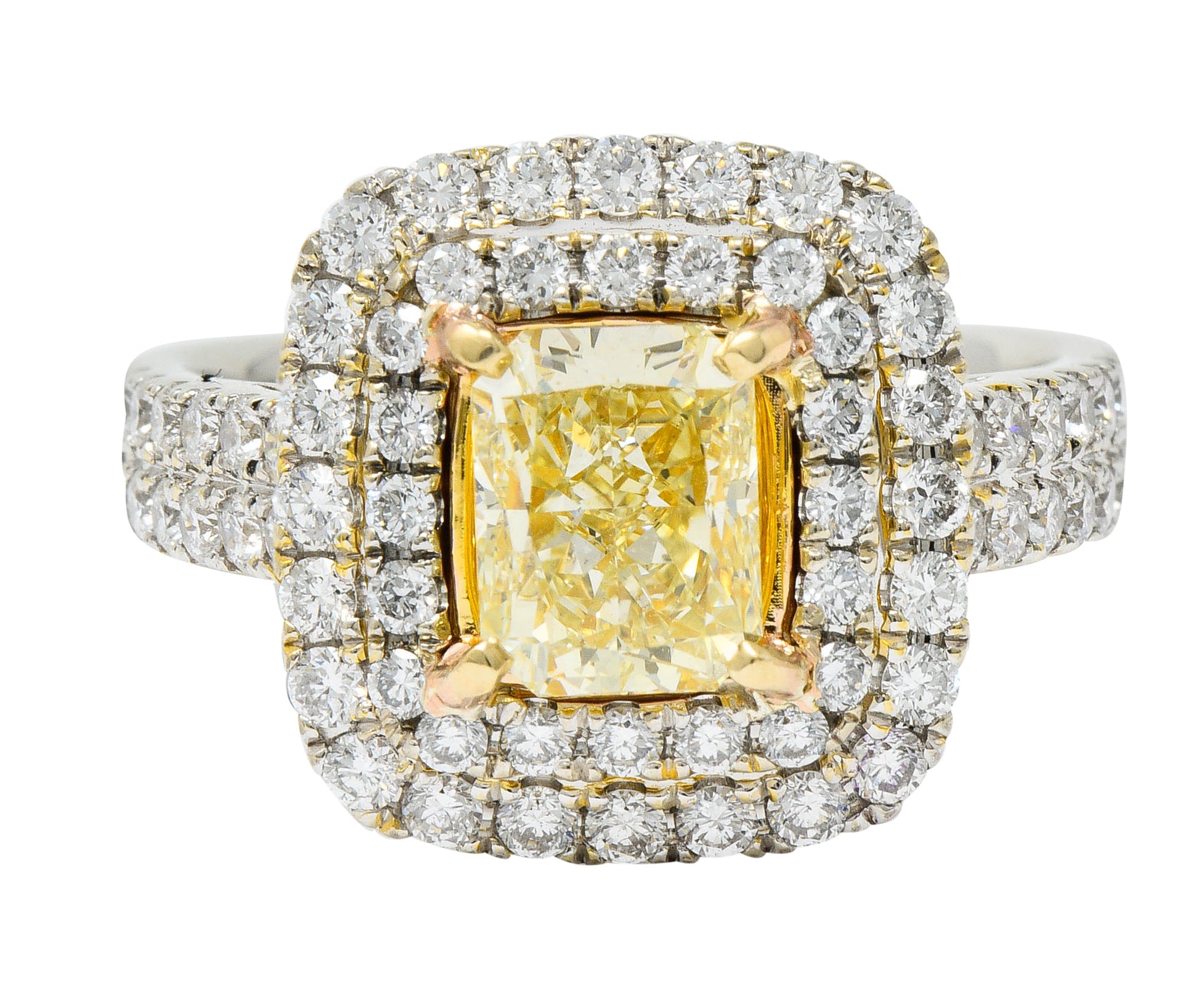 Contemporary 2.60 CTW Yellow Diamond & White Diamond 18 Karat Gold RingRing - Wilson's Estate Jewelry