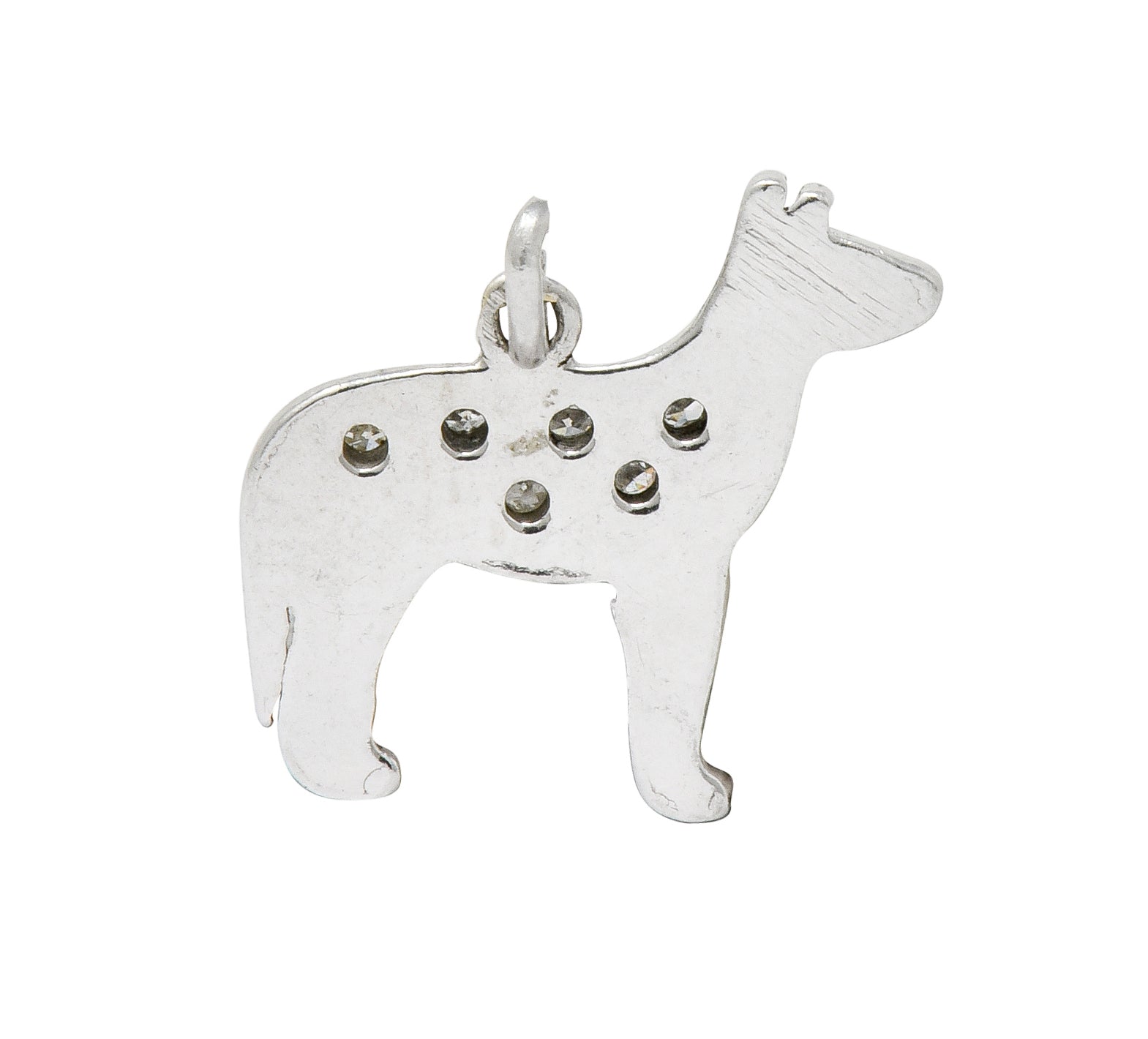 Adorable Retro Diamond Platinum Dingo Dog Charm - Wilson's Estate Jewelry