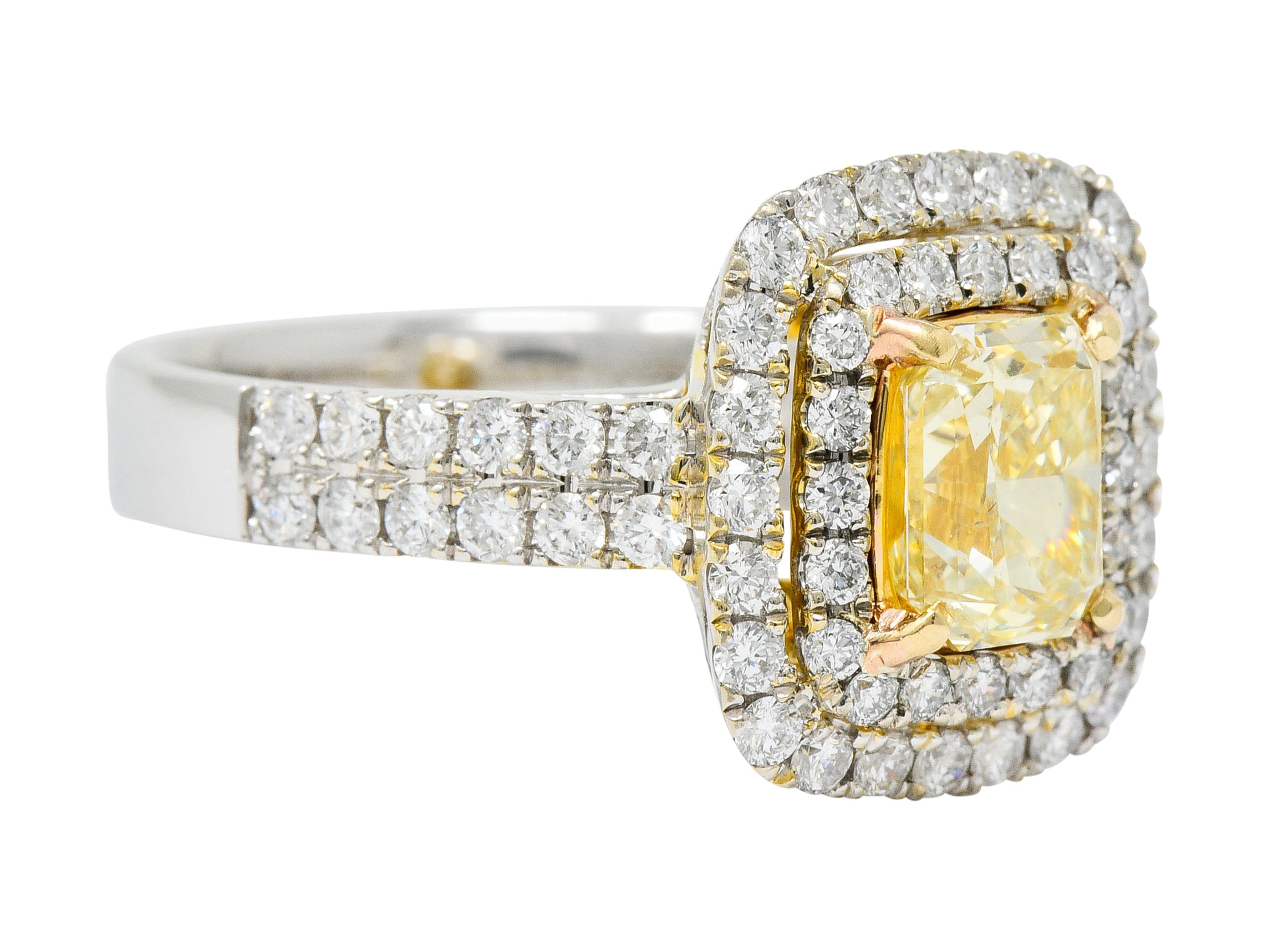 Contemporary 2.60 CTW Yellow Diamond & White Diamond 18 Karat Gold RingRing - Wilson's Estate Jewelry