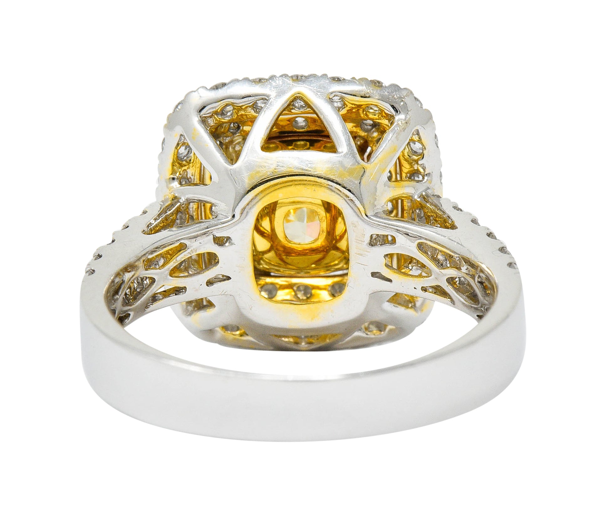 Contemporary 2.60 CTW Yellow Diamond & White Diamond 18 Karat Gold RingRing - Wilson's Estate Jewelry