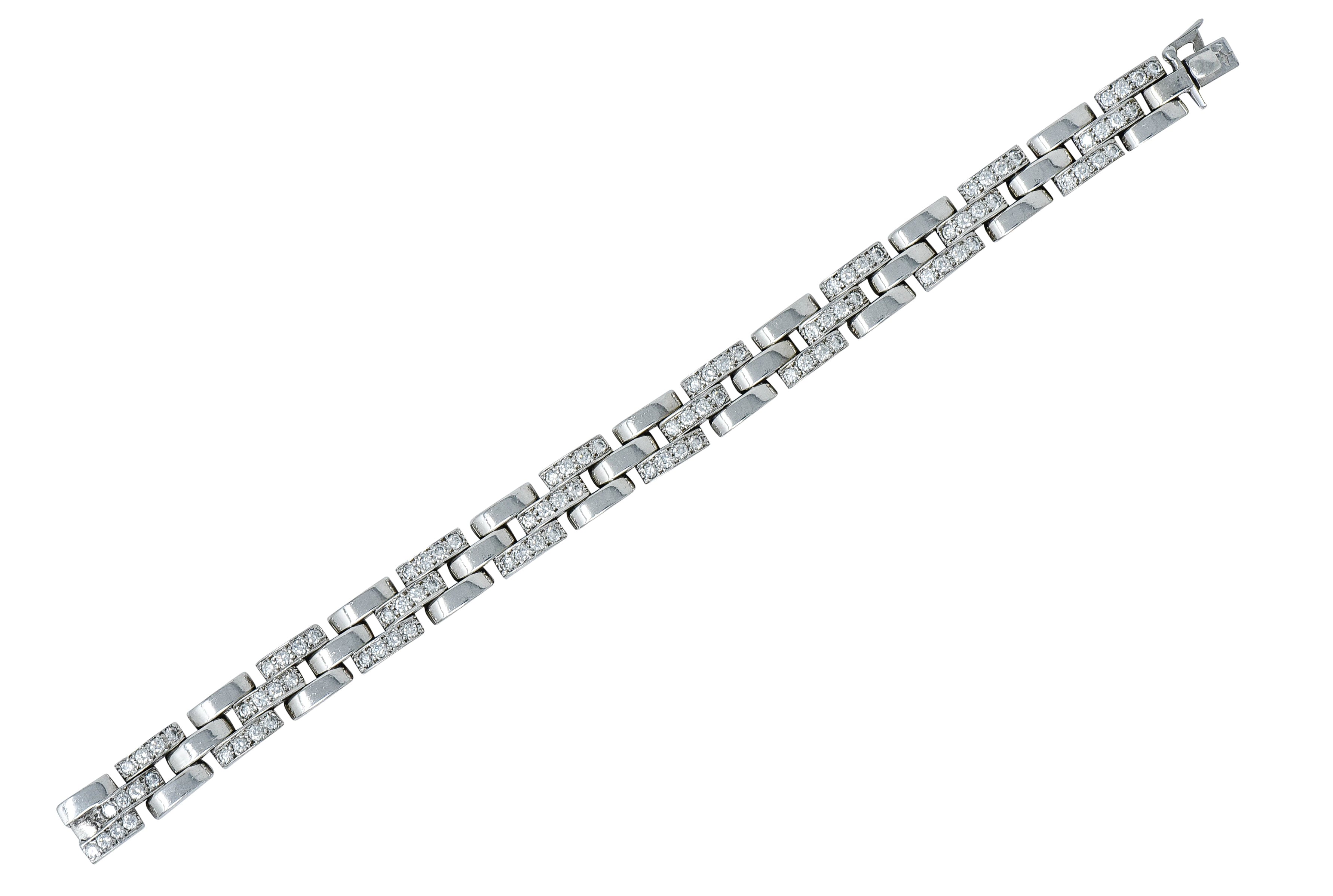 Cartier Diamond Maillon Panthere 18 Karat White Gold Link Bracelet Frenchbracelet - Wilson's Estate Jewelry