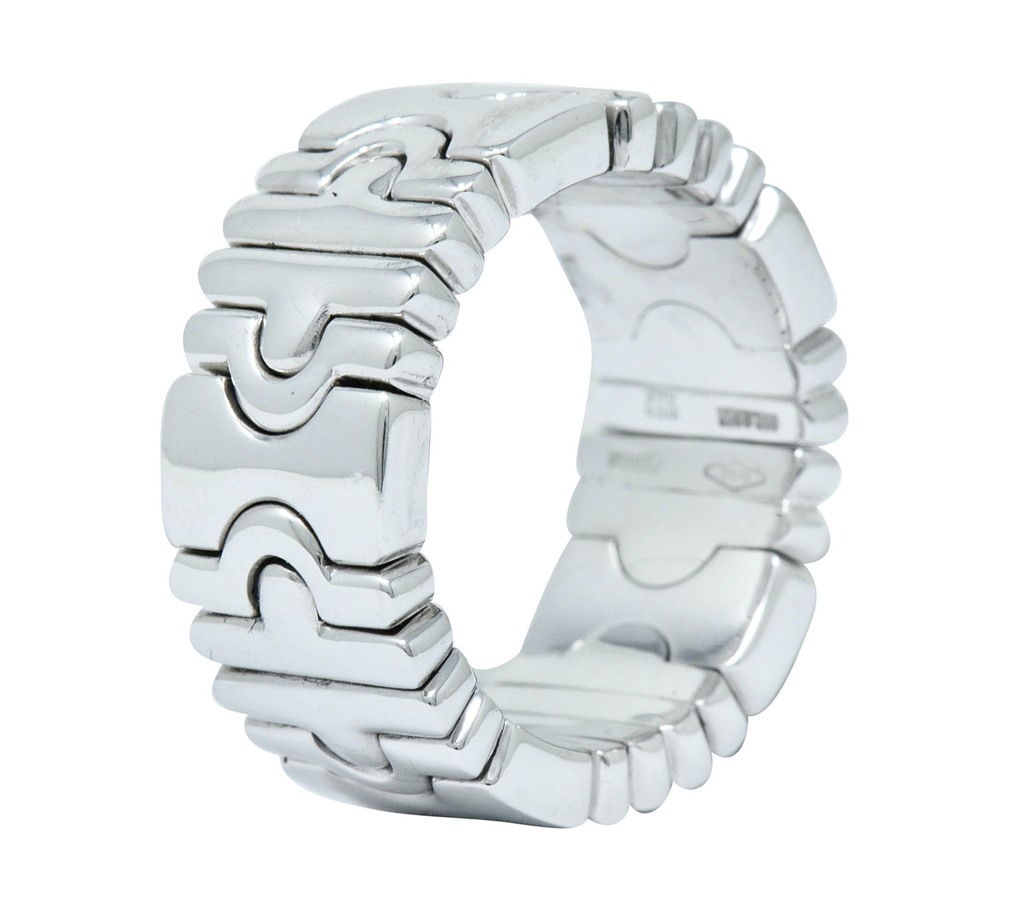 Bulgari 18 Karat White Gold Parentesi Band Ring Circa 1990Ring - Wilson's Estate Jewelry