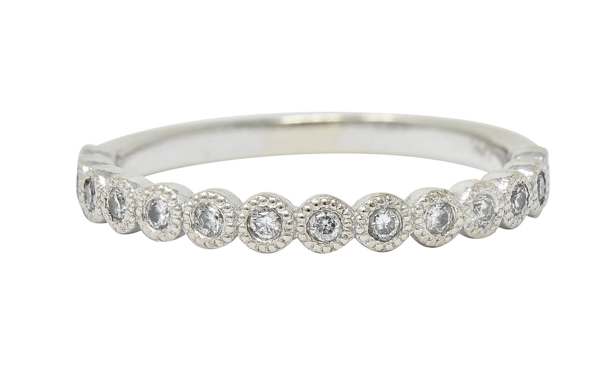 Modern Diamond 14 Karat White Gold Stacking Band RingRing - Wilson's Estate Jewelry