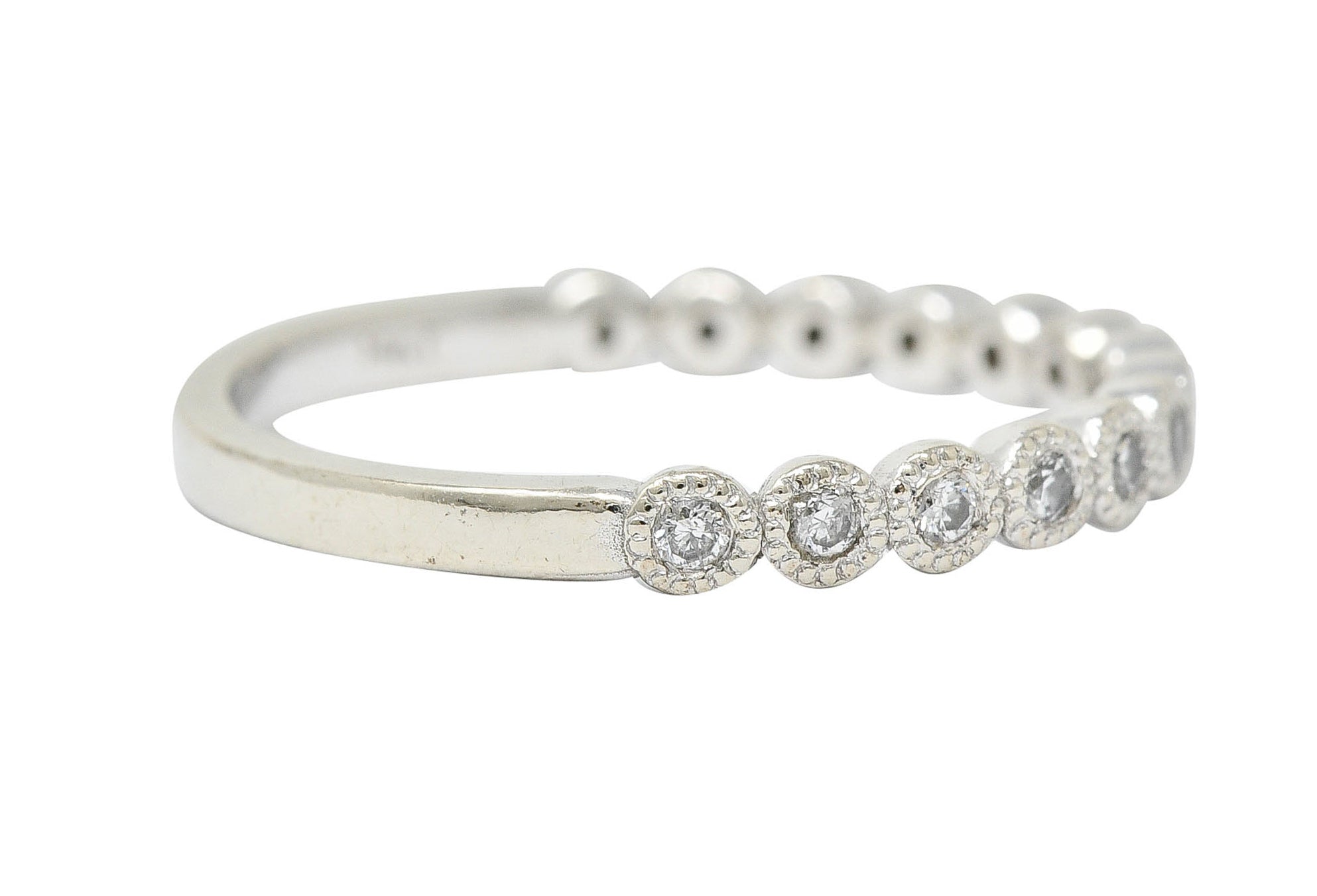 Modern Diamond 14 Karat White Gold Stacking Band RingRing - Wilson's Estate Jewelry