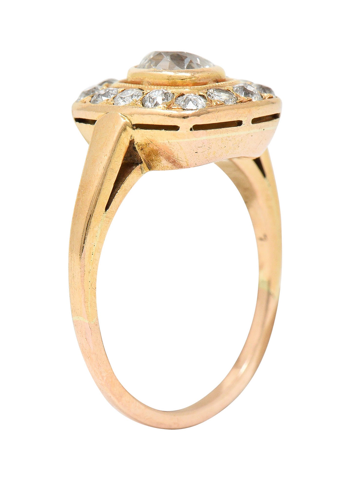 Victorian 1.11 CTW Old Mine Diamond 18 Karat Rose Gold Cluster RingRing - Wilson's Estate Jewelry