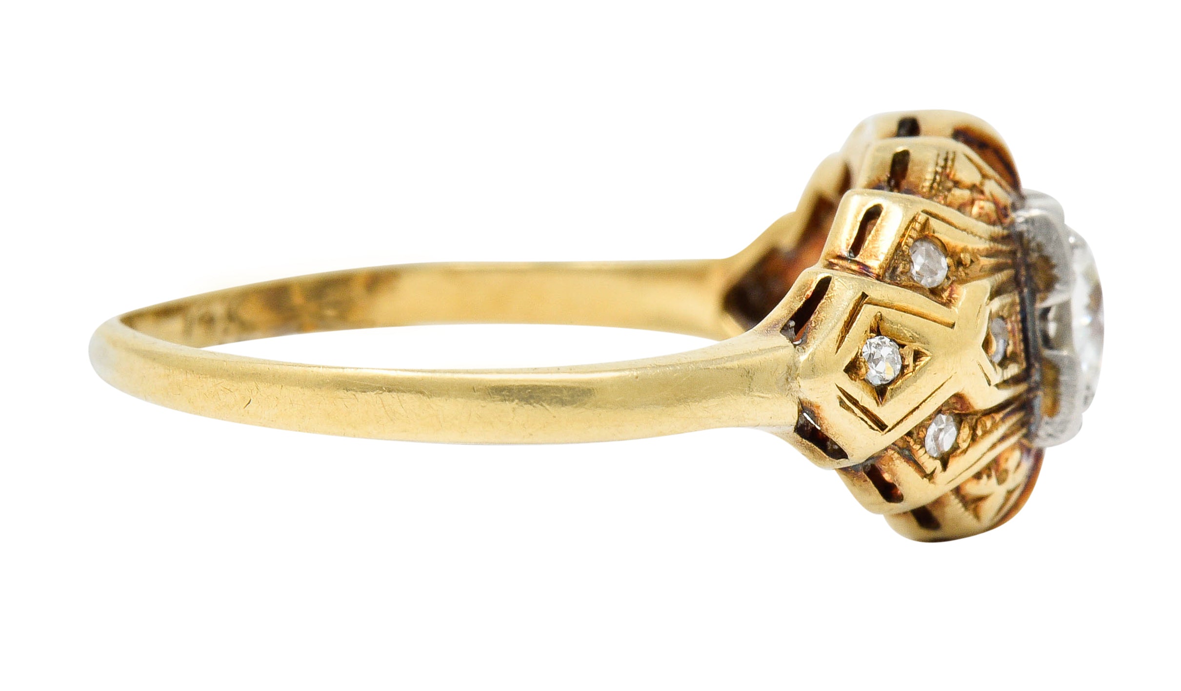 Art Deco 0.52 CTW Diamond 14 Karat Gold Geometric Band RingRing - Wilson's Estate Jewelry