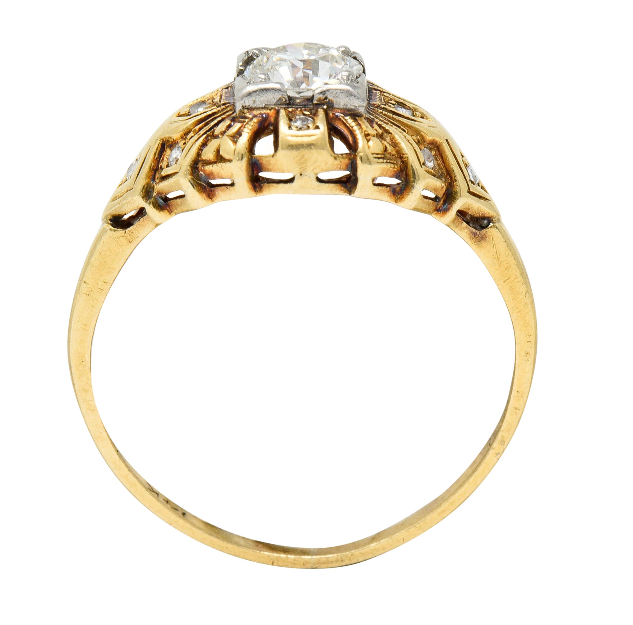 Art Deco 0.52 CTW Diamond 14 Karat Gold Geometric Band RingRing - Wilson's Estate Jewelry