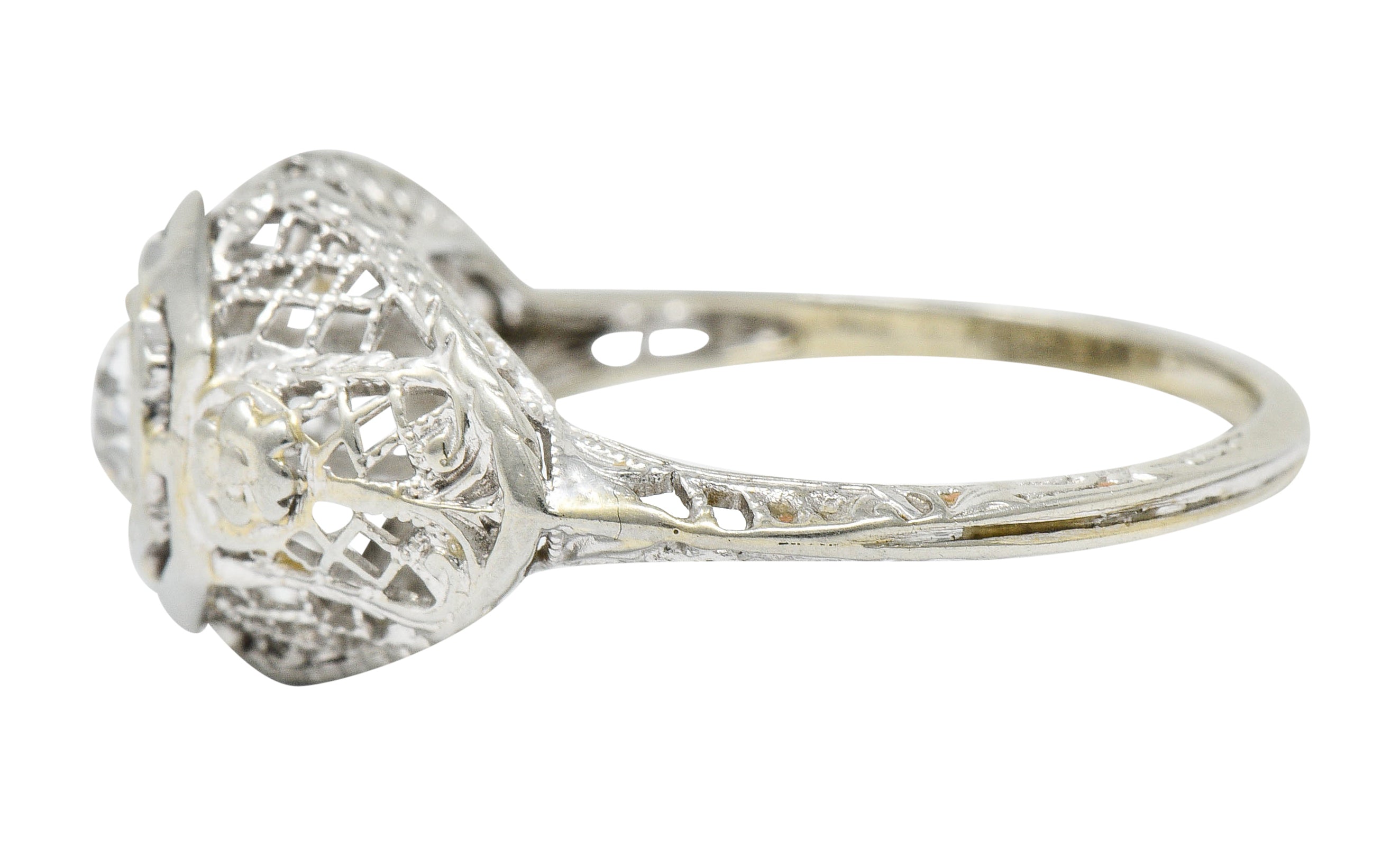 Art Deco 0.30 CTW Diamond 18 Karat White Gold Trellis Engagement RingRing - Wilson's Estate Jewelry