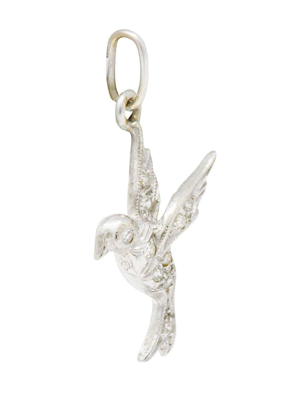 Inspiring Art Deco Diamond Platinum Flying Dove Bird Charm - Wilson's Estate Jewelry