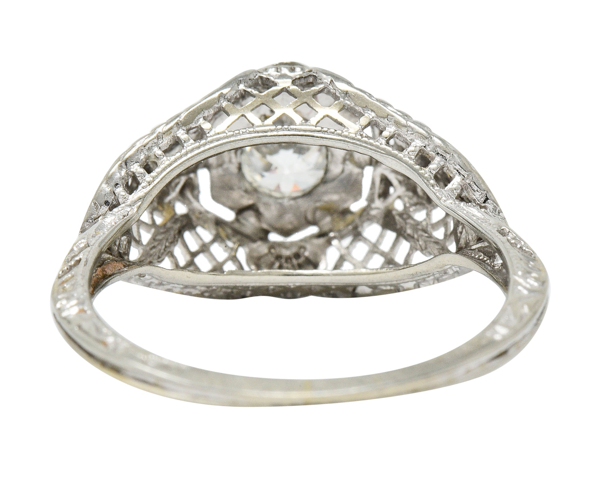 Art Deco 0.30 CTW Diamond 18 Karat White Gold Trellis Engagement RingRing - Wilson's Estate Jewelry