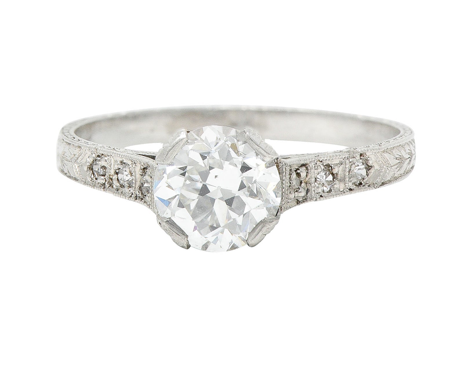 Art Deco 1.12 CTW Diamond Platinum Wheat Engagement RingRing - Wilson's Estate Jewelry