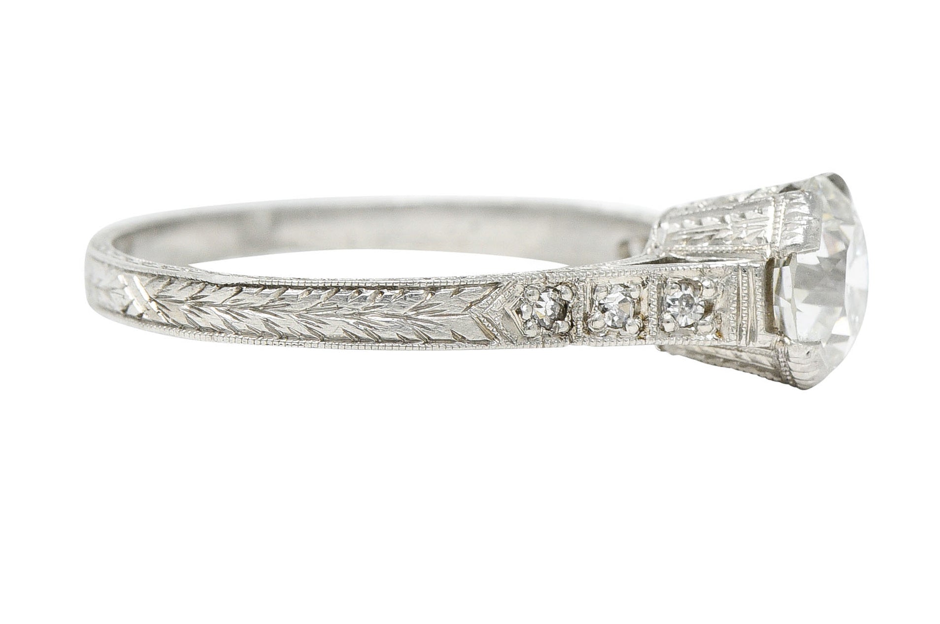 Art Deco 1.12 CTW Diamond Platinum Wheat Engagement RingRing - Wilson's Estate Jewelry