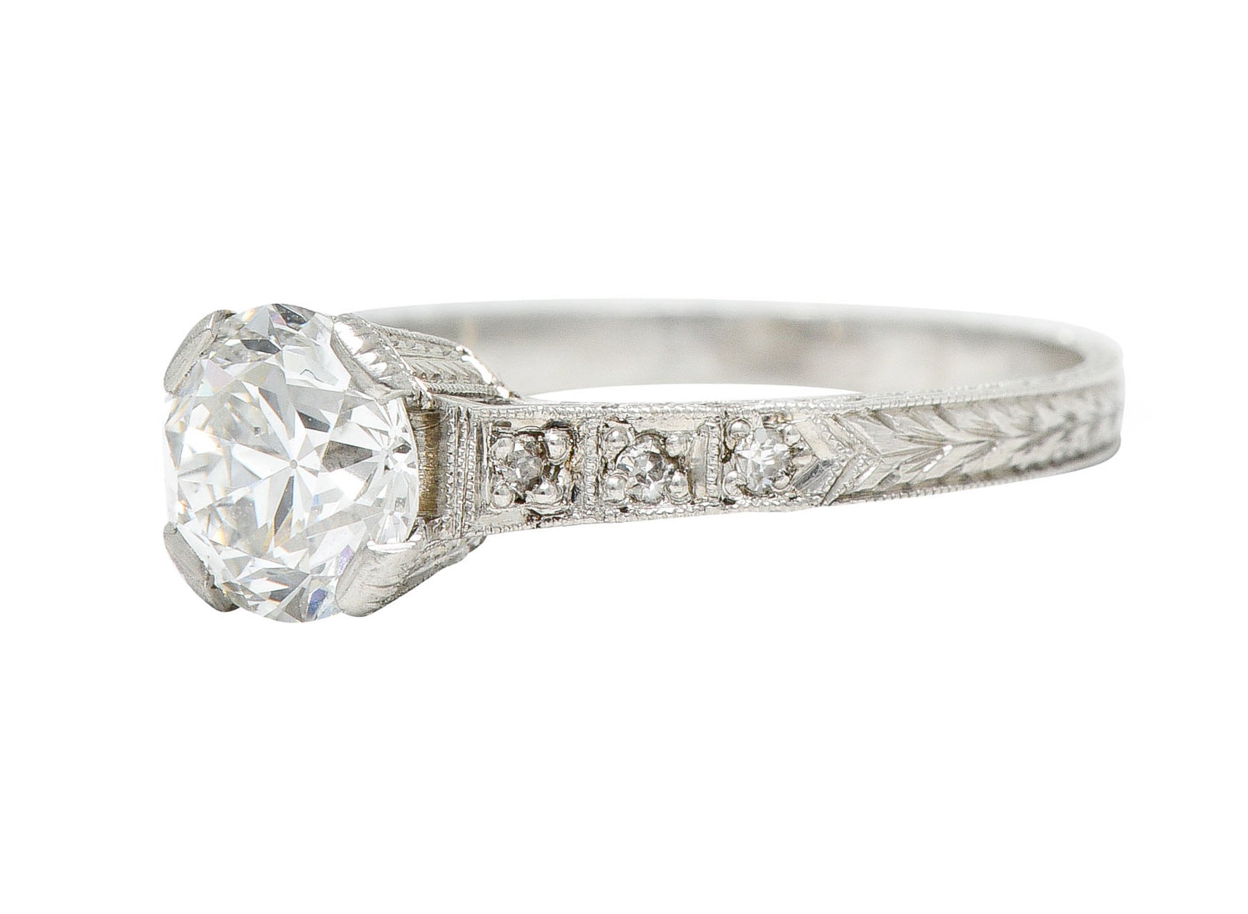 Art Deco 1.12 CTW Diamond Platinum Wheat Engagement RingRing - Wilson's Estate Jewelry