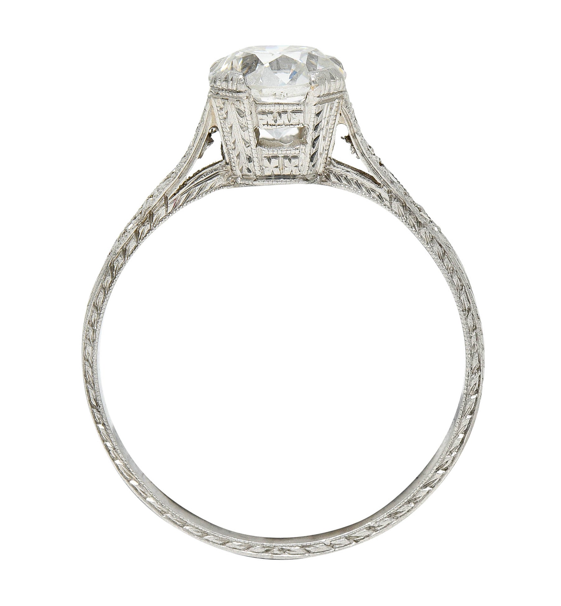 Art Deco 1.12 CTW Diamond Platinum Wheat Engagement RingRing - Wilson's Estate Jewelry