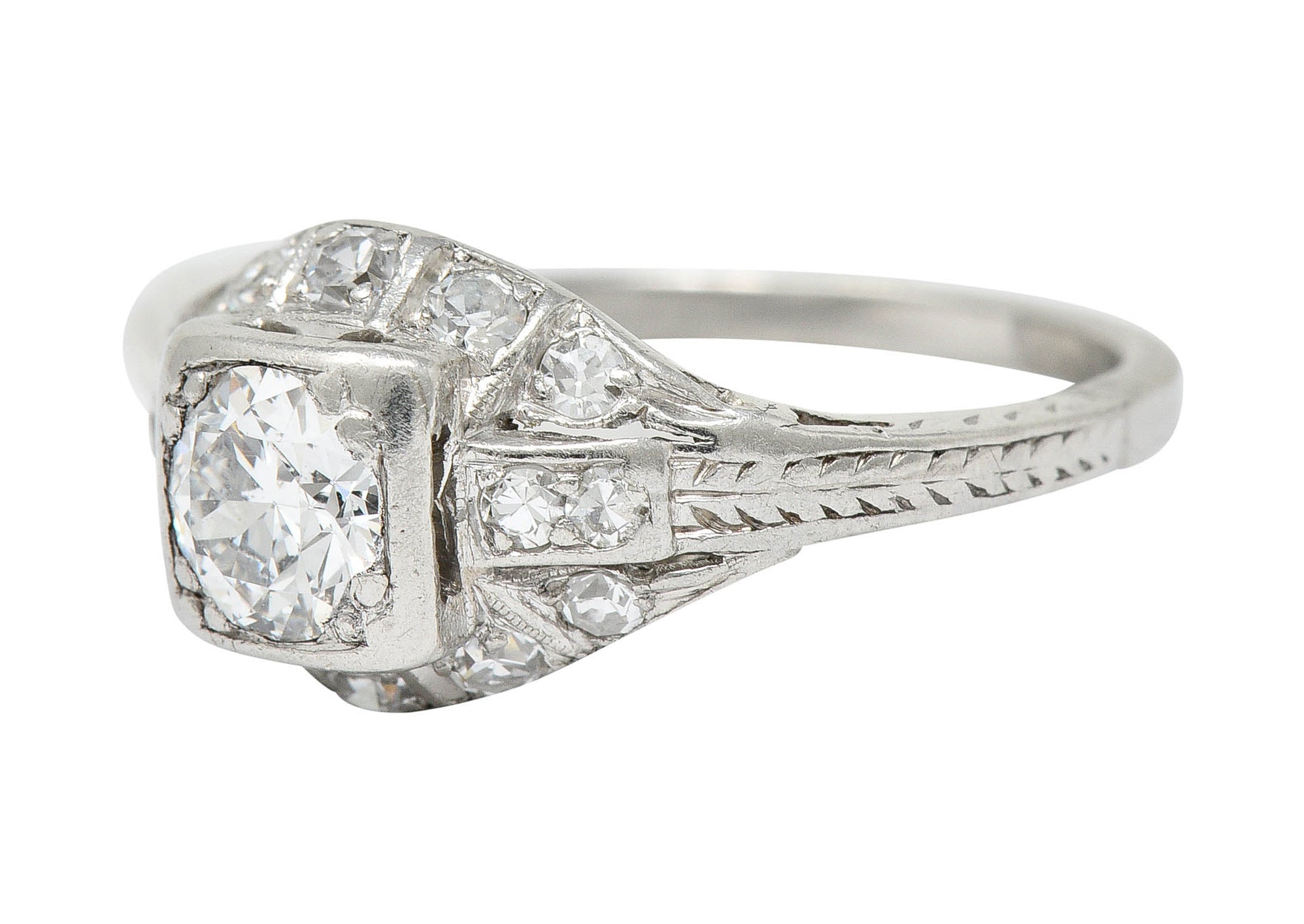 Art Deco 0.75 CTW Diamond Platinum Engagement Ring Circa 1930Ring - Wilson's Estate Jewelry